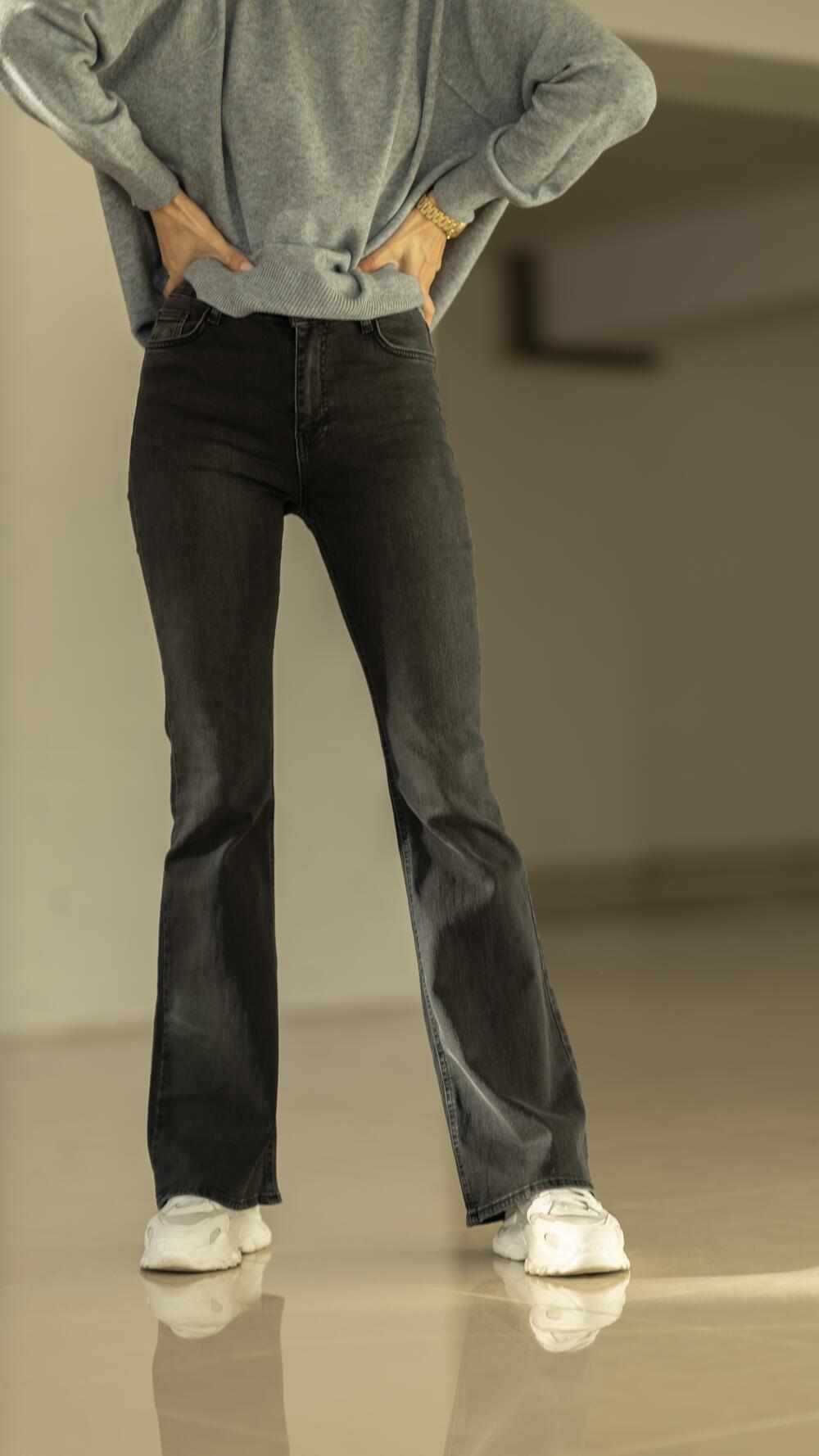 Джинси кльош від коліна 1286 Cracpot Графітовий, 29