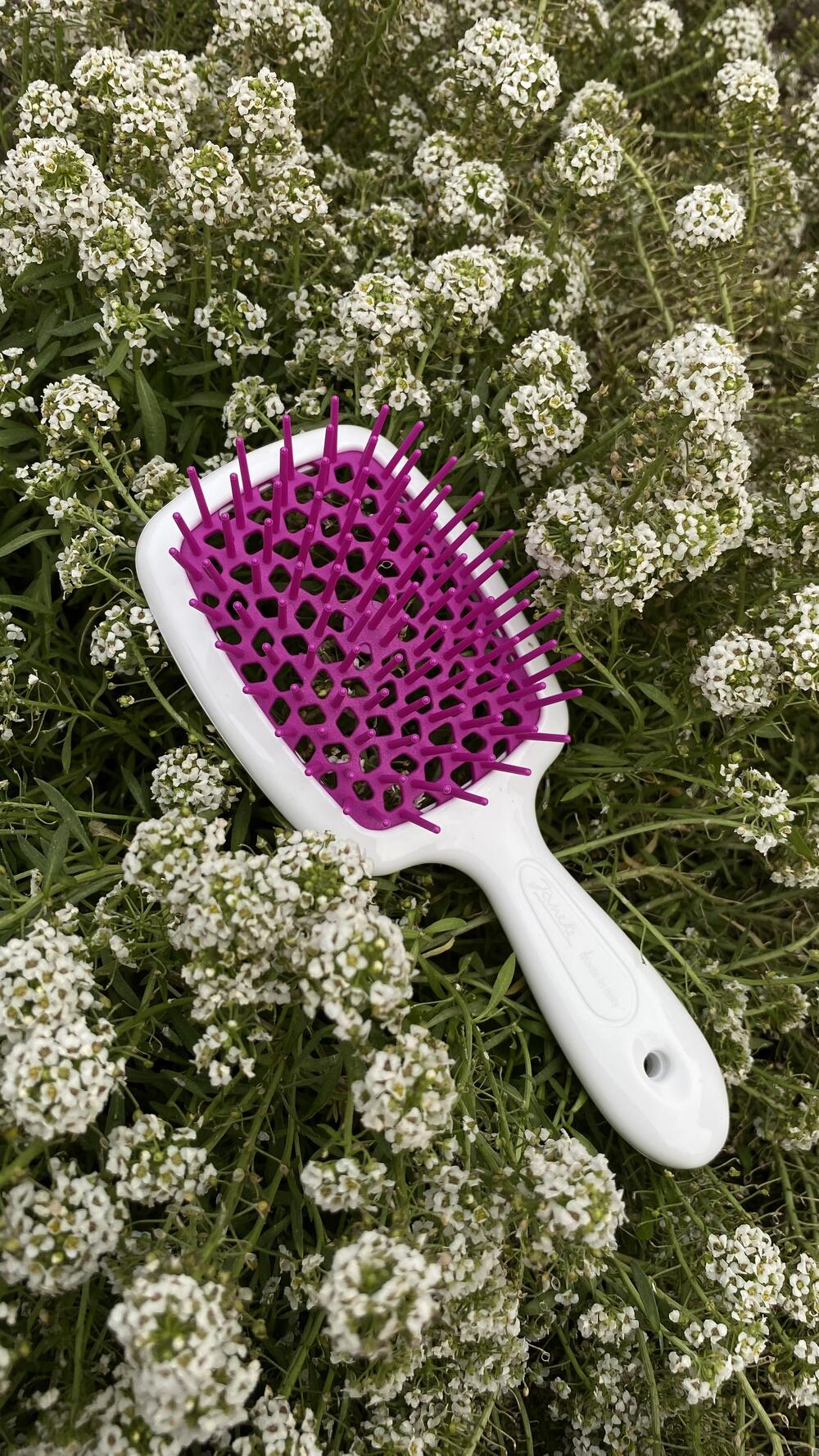 Гребінець для сушки феном серед. Janeke Білий, Середній, З ергономічною ручкою