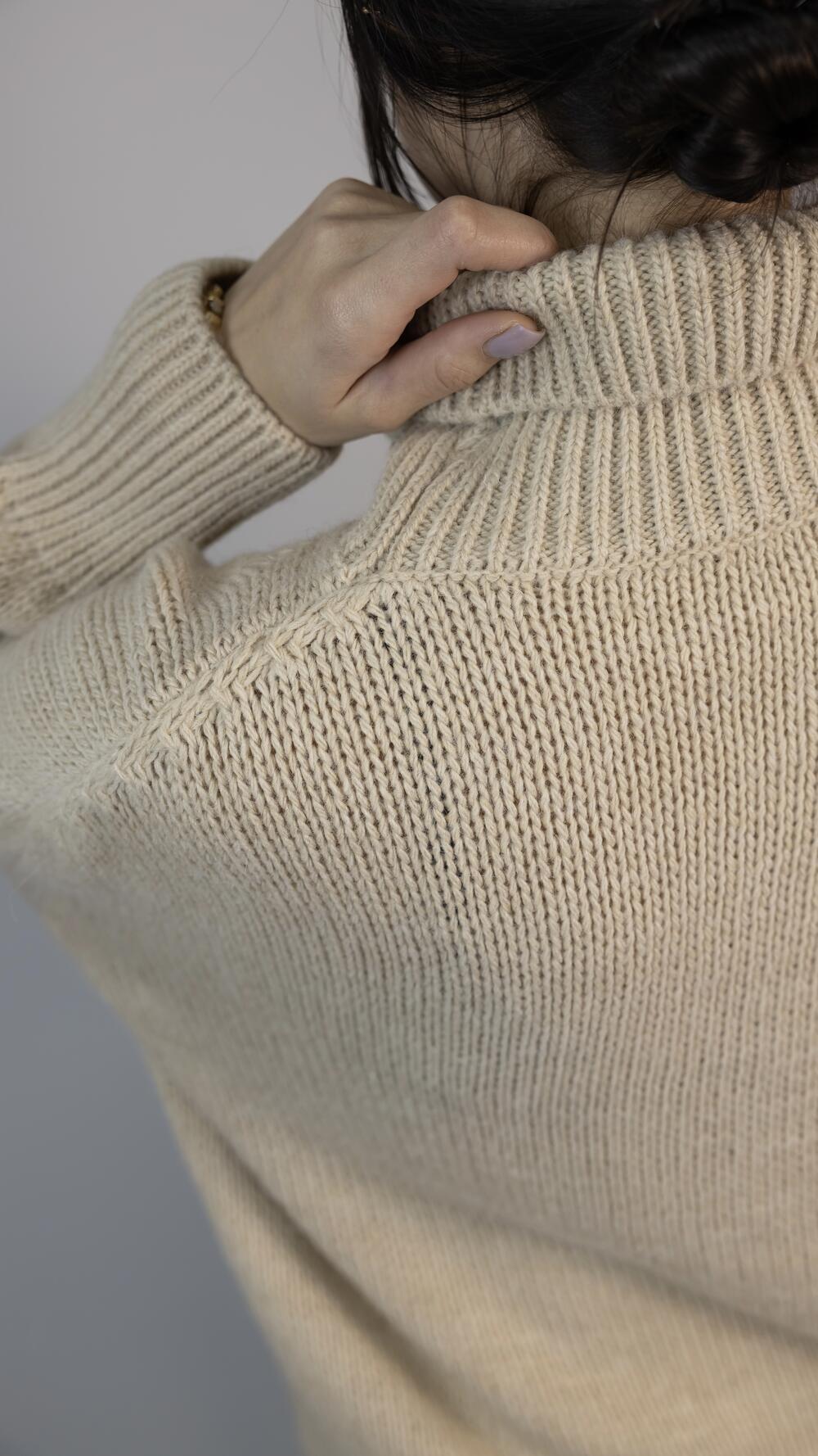 Светр з високим комірцем грубої в‘язки Maglieria made in Italy Бежевий, Oversize