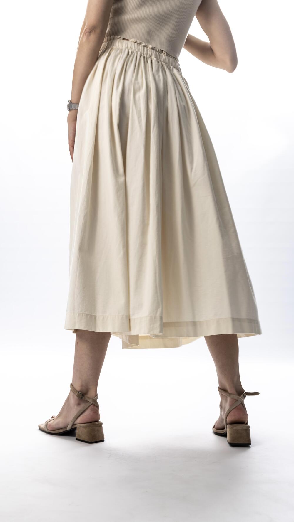 Спідниця на резинці нижче коліна Молочний, Oversize