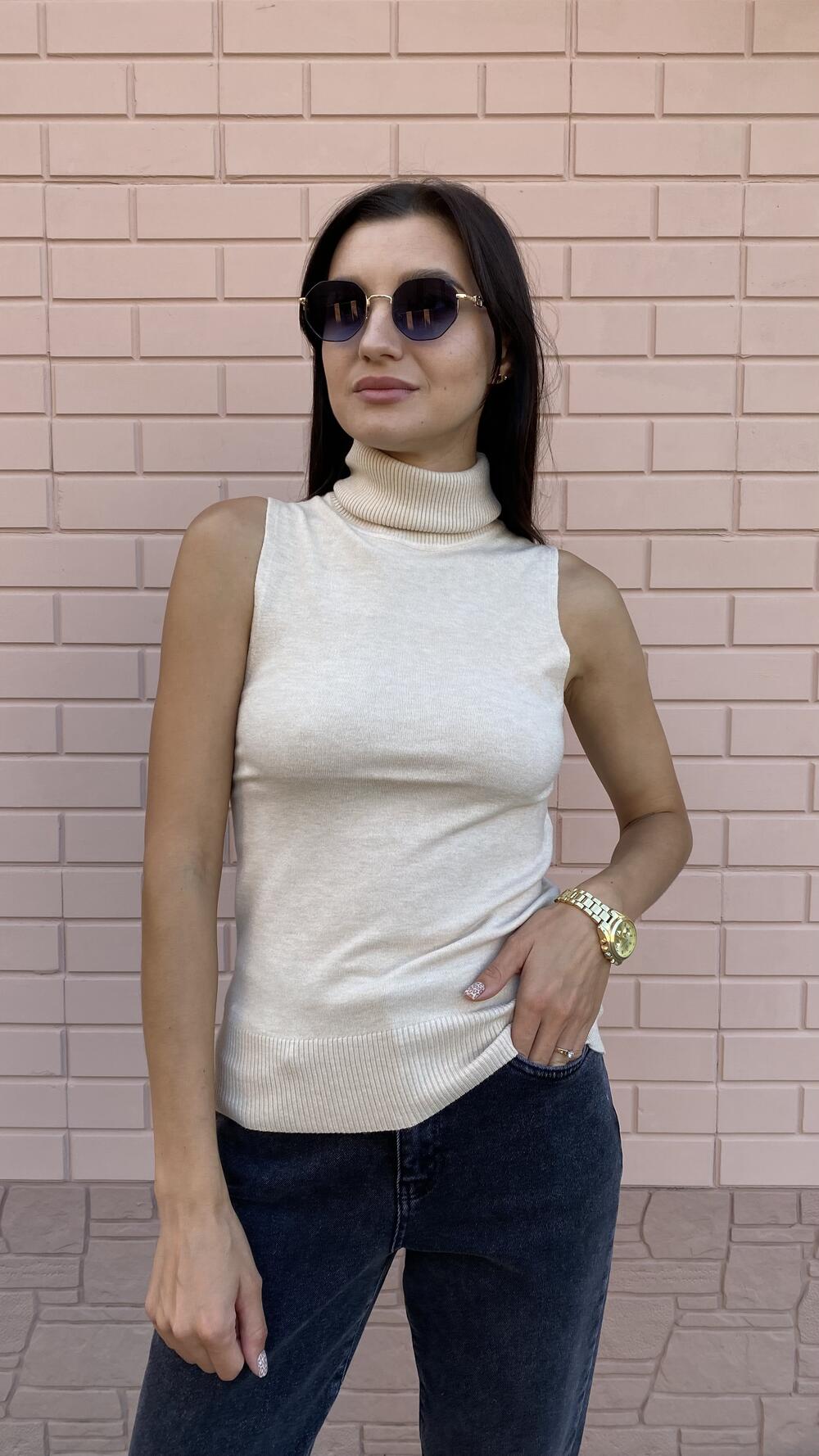 Американка з високим комірцем , гладенька 1885 Lara made in Italy S/M, Бежевий