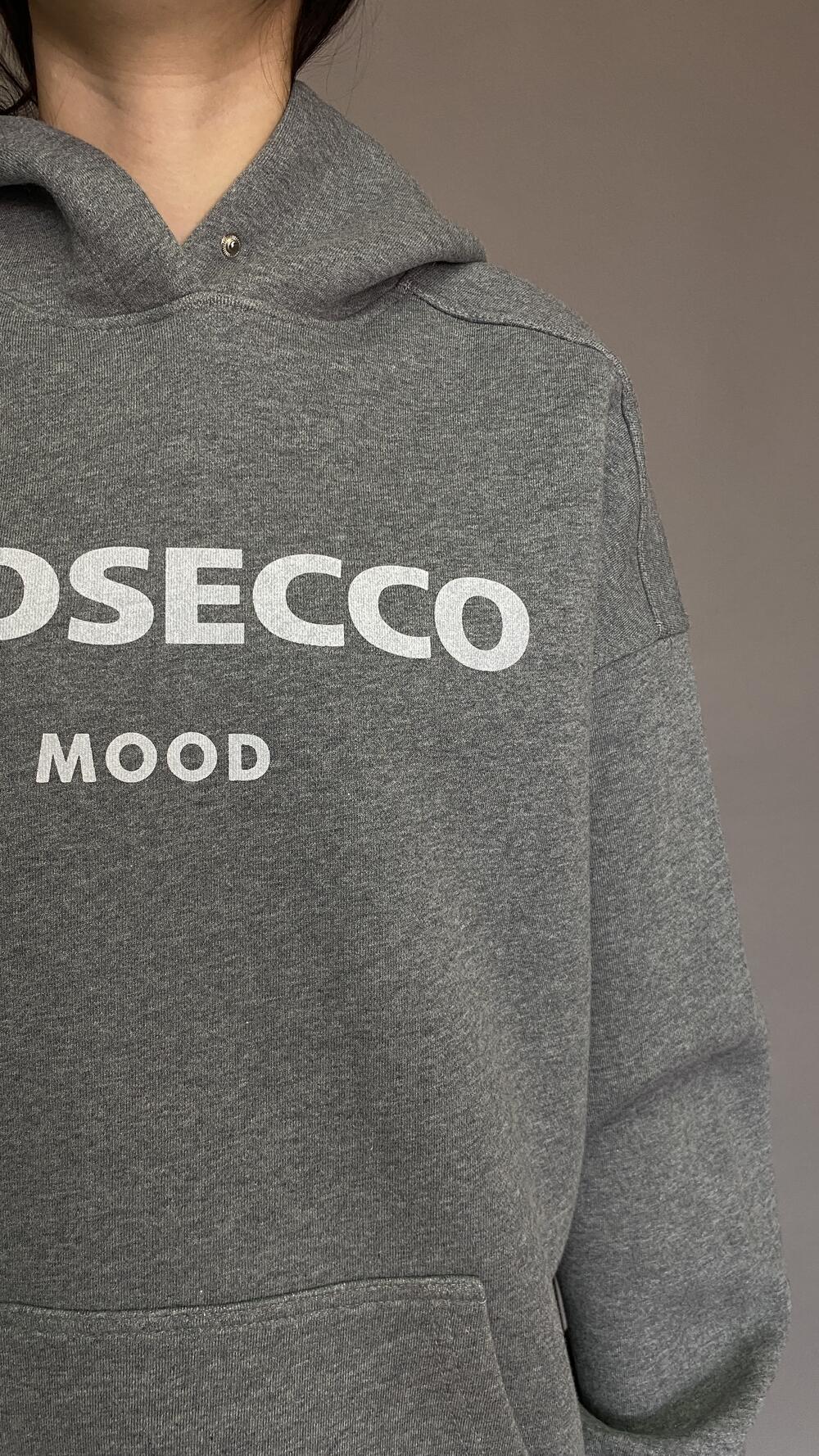 Худі щільне з кнопкою та принтом Prosecco Сірий, Oversize