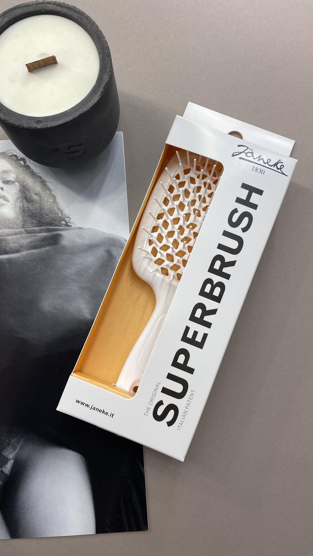 Гребінець для сушки феном велик. Janeke Білий, Великий, З ергономічною ручкою