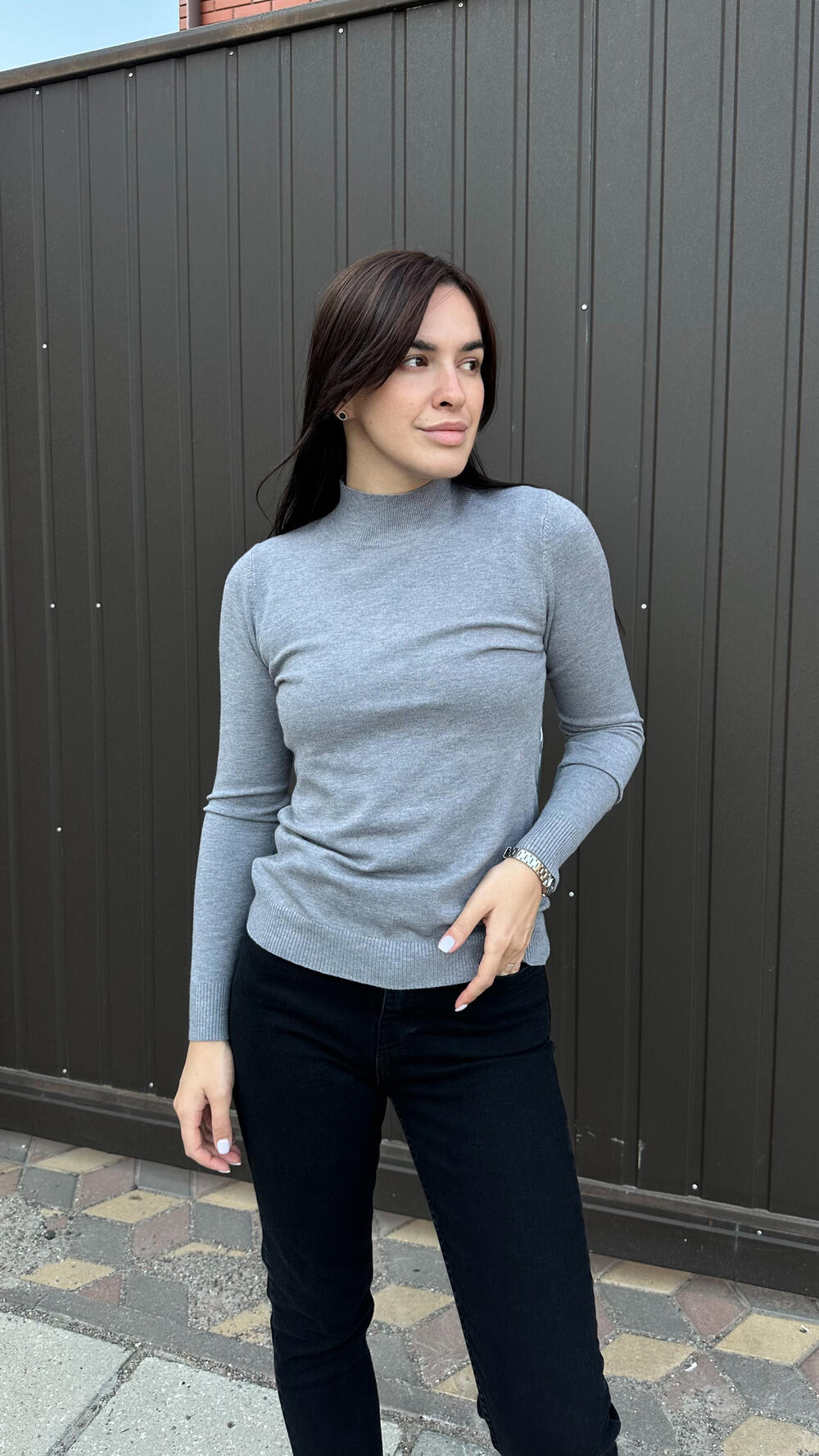 Гольфи базові з комірцем стійка made in Italy Сірий, S/M