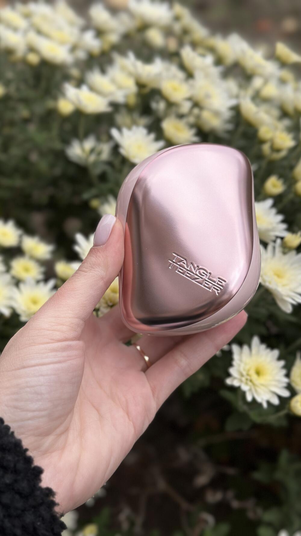 Гребінець для волосся з кришечкою Compact Tangle Teezer Pink Matte Chrome, Середній, Compact