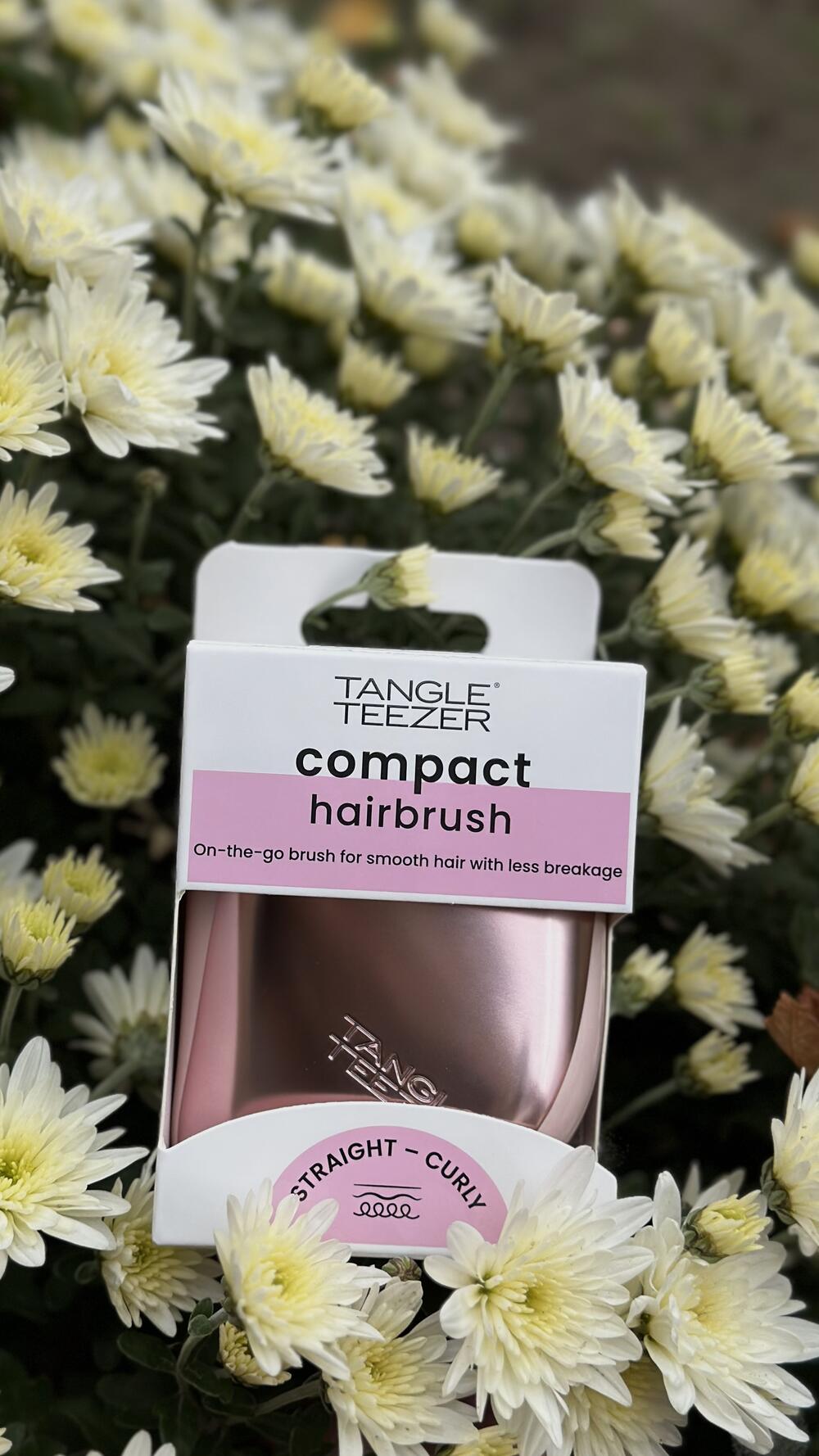 Гребінець для волосся з кришечкою Compact Tangle Teezer Pink Matte Chrome, Середній, Compact