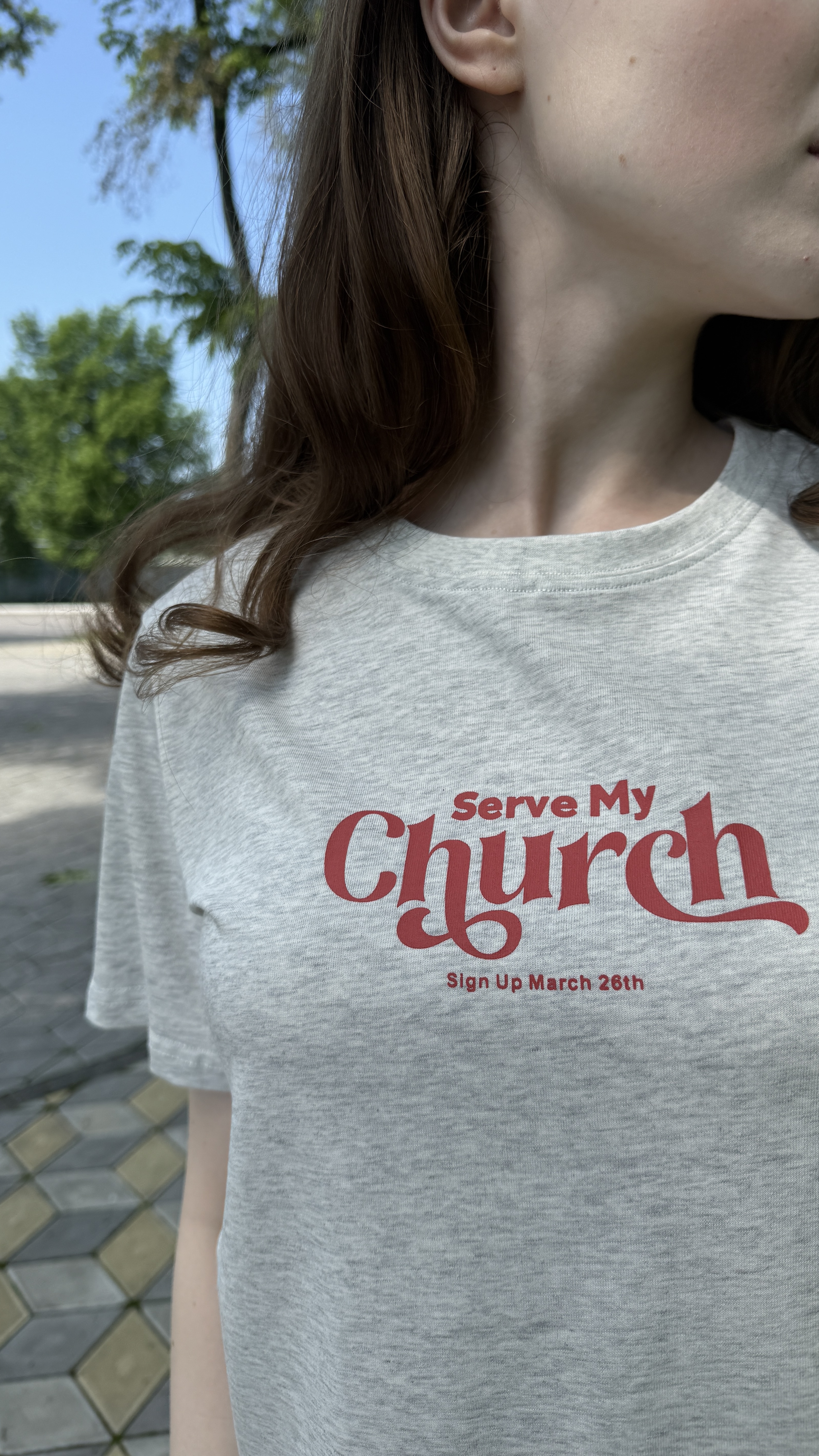 Футболка з принтом Church Сірий меланж, S/M