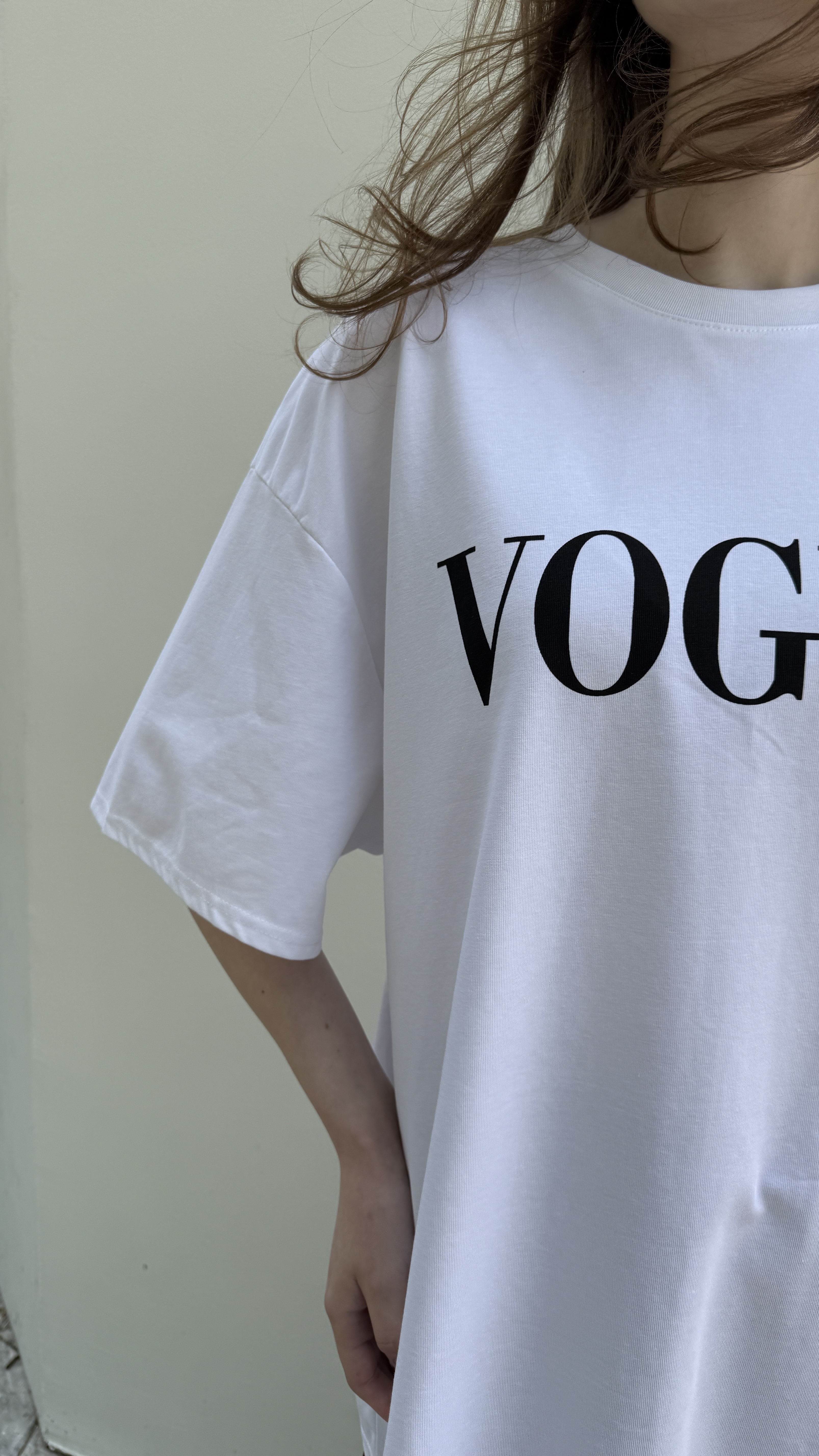 Футболка з принтом Vogue Білий, Oversize