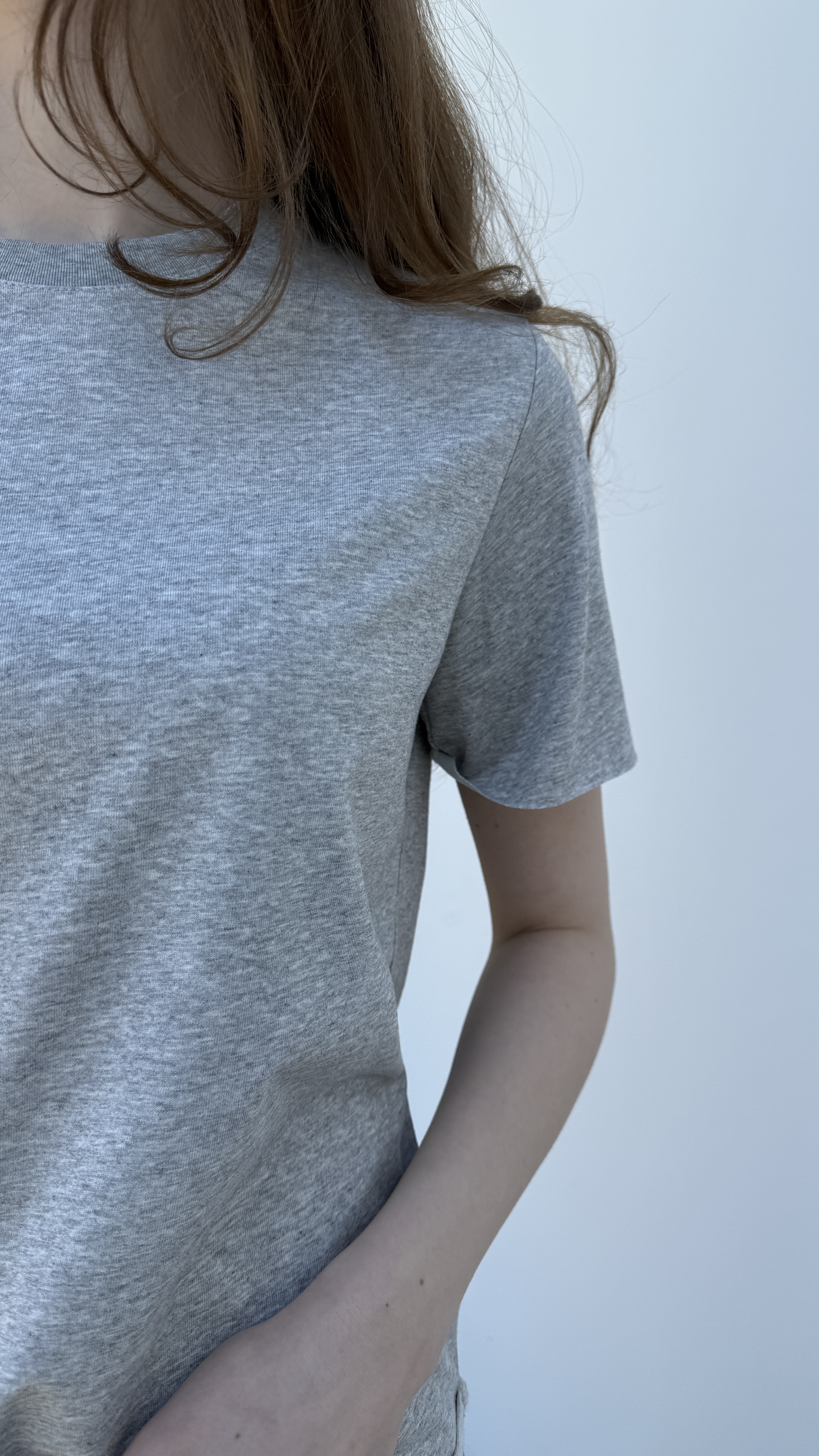 Футболка без принту, необроблений край Сірий меланж, Oversize