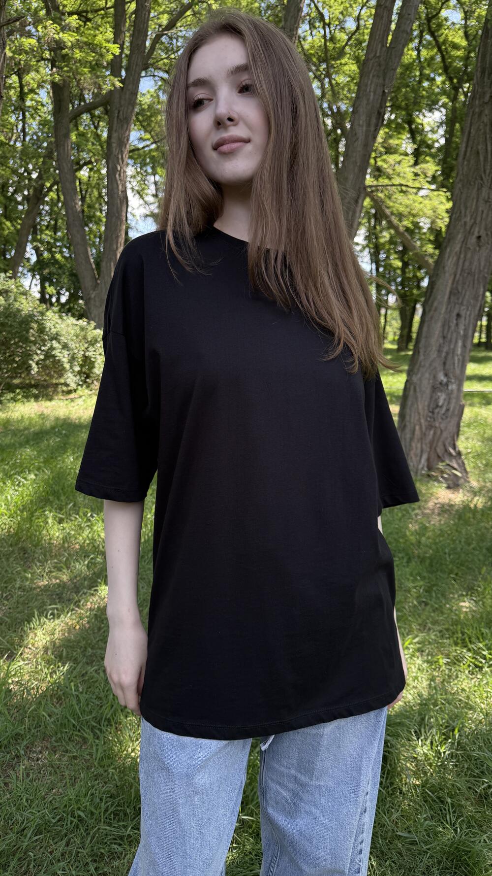 Футболка базова Ravi 107-0014 Чорний, Oversize