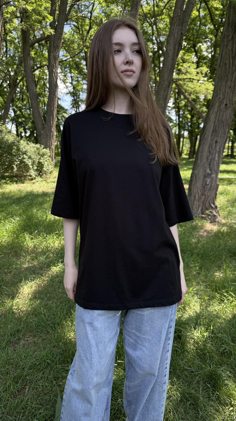Футболка базова Ravi 107-0014 Чорний, Oversize