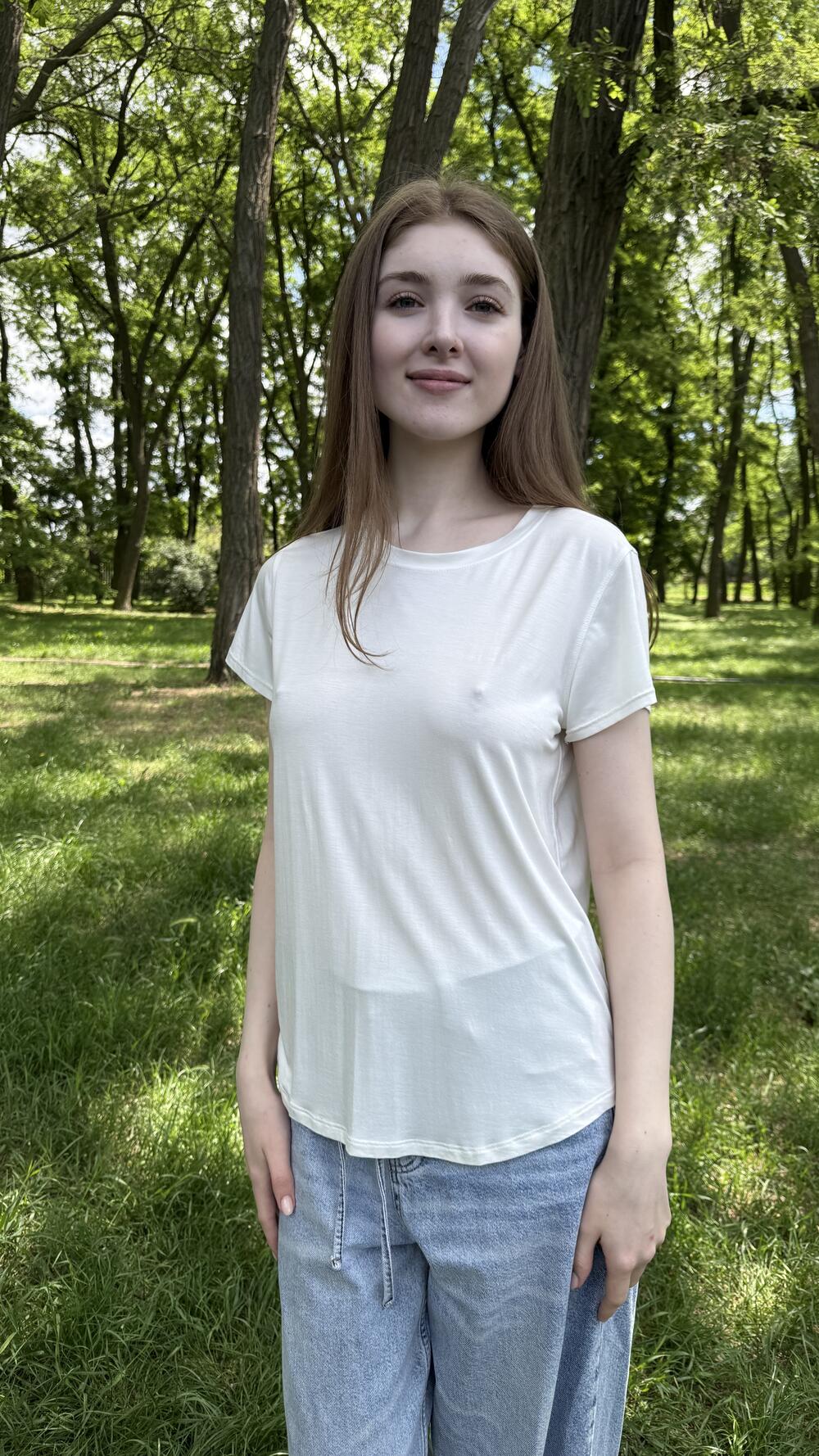 Футболка тоненька з горизонтальним швом на спині Білий, Oversize