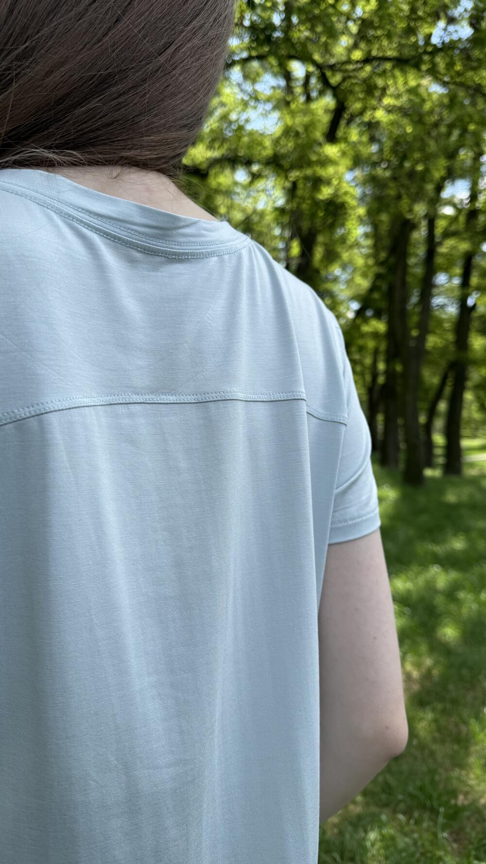 Футболка тоненька з горизонтальним швом на спині Блакитний, Oversize