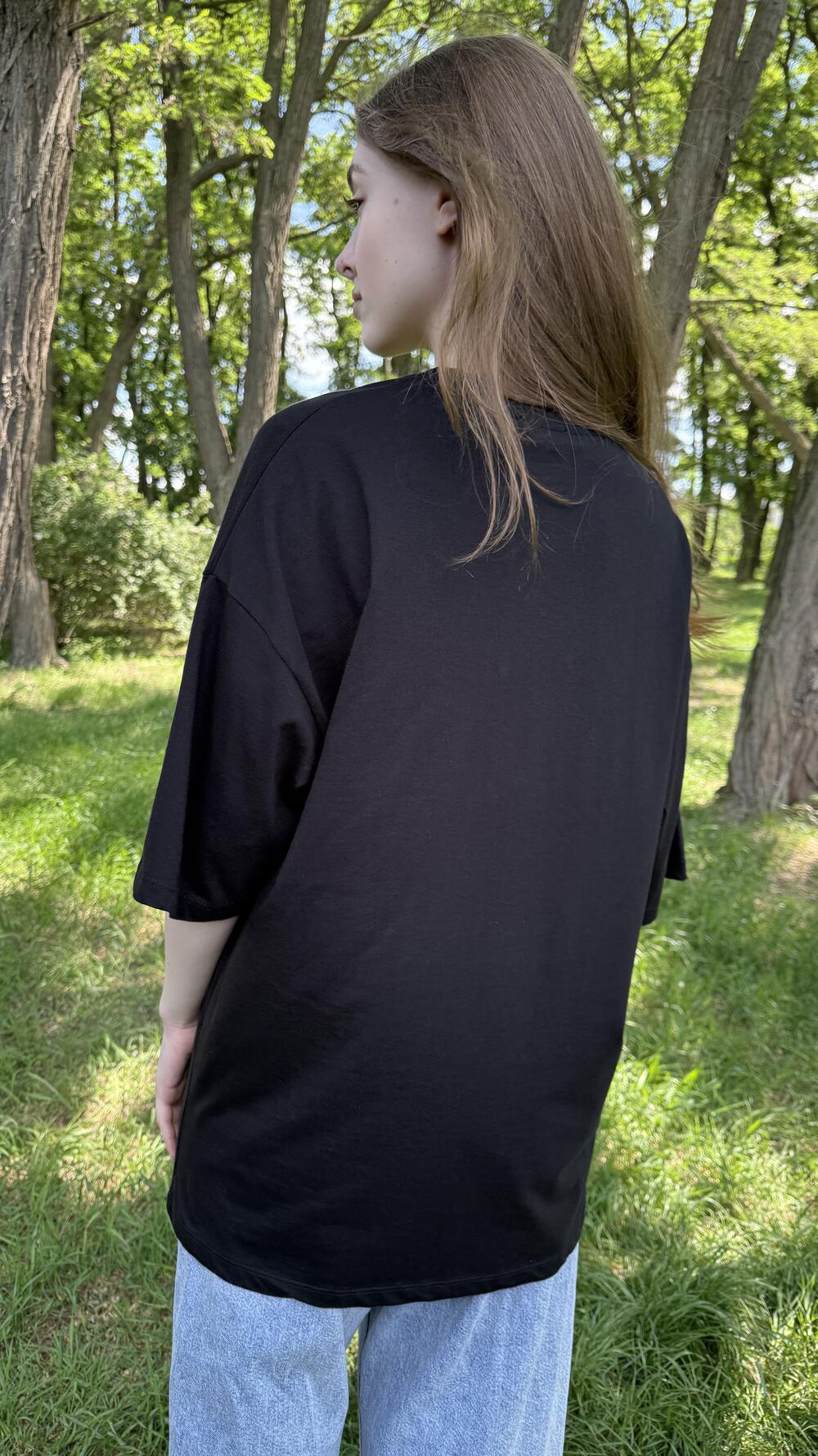 Футболка базова Ravi 107-0014 Чорний, Oversize