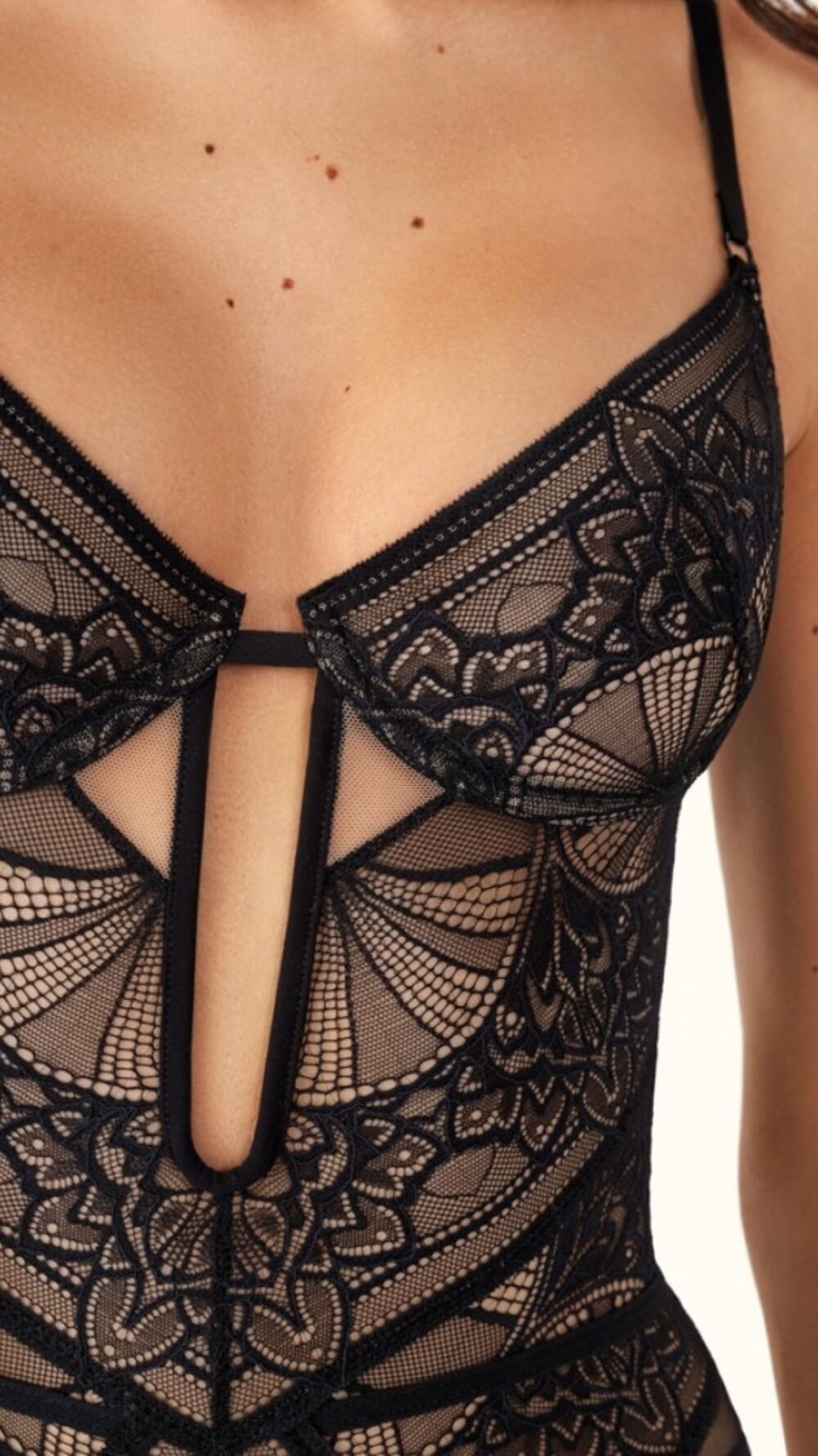 Боді з мережива 8904/58 з кісточками Jasmine Чорний, 80 B