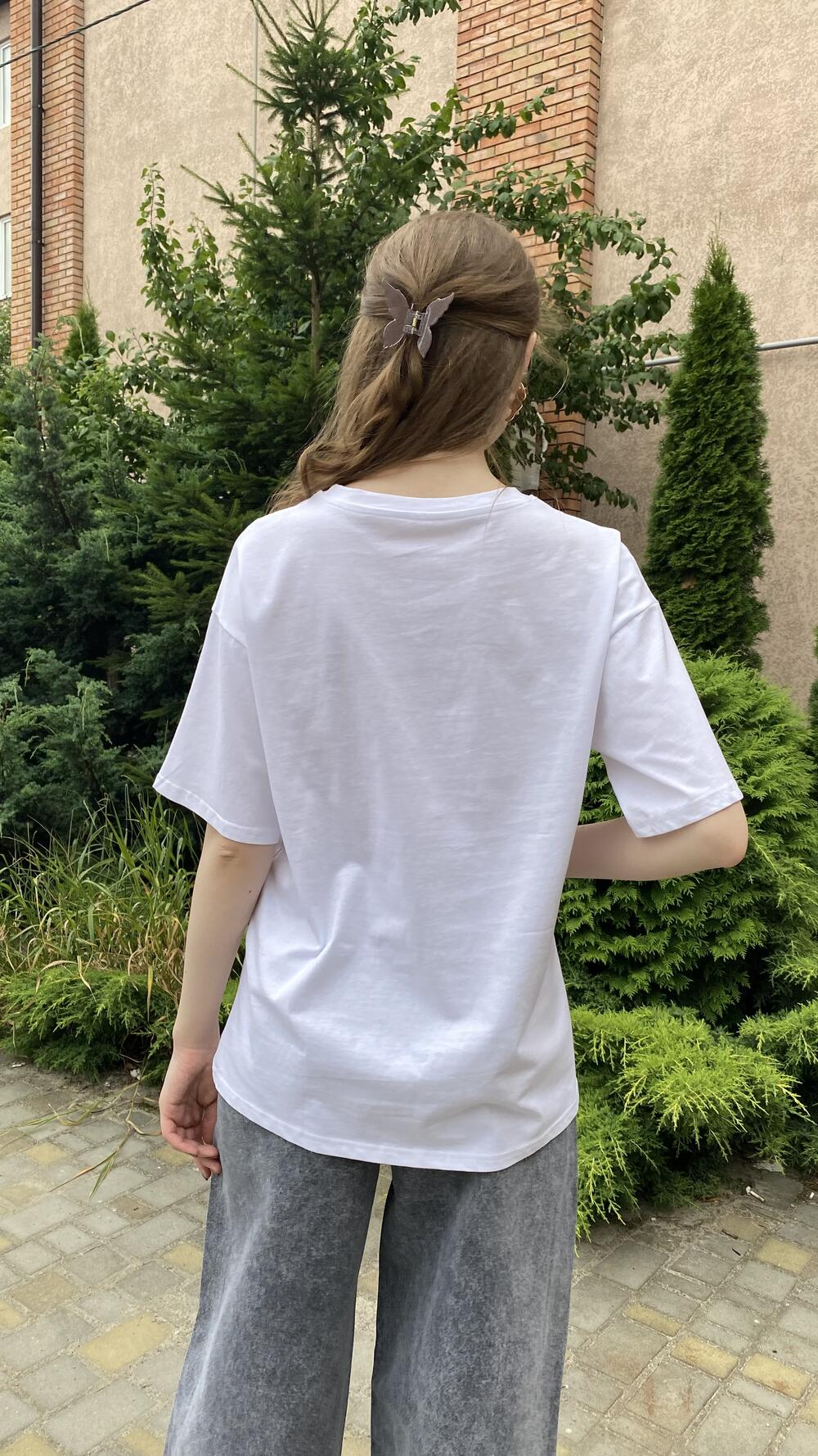 Футболка з принтом Enjoy Білий, Oversize