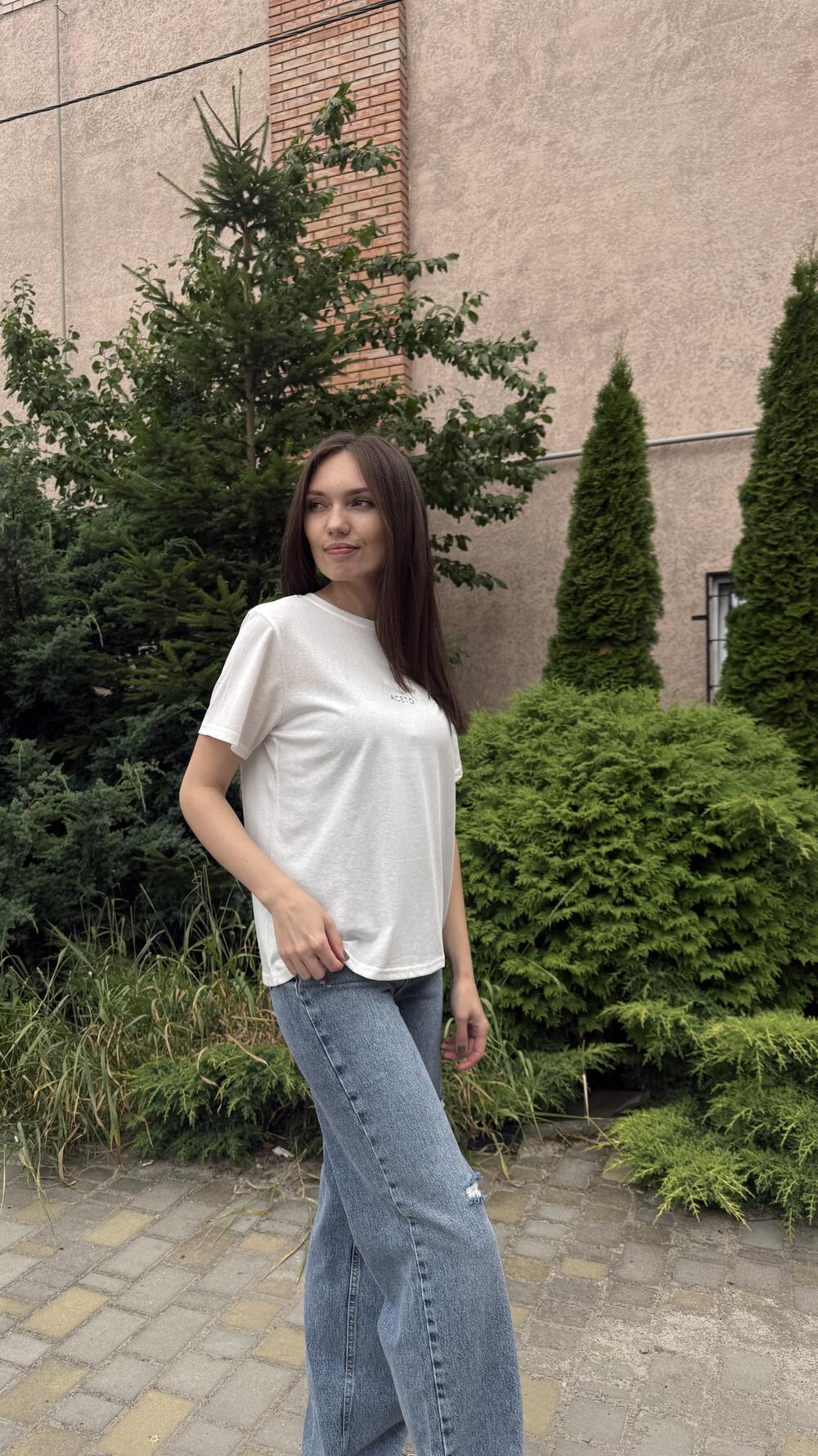 Футболка з принтом Aceto Білий, S/M