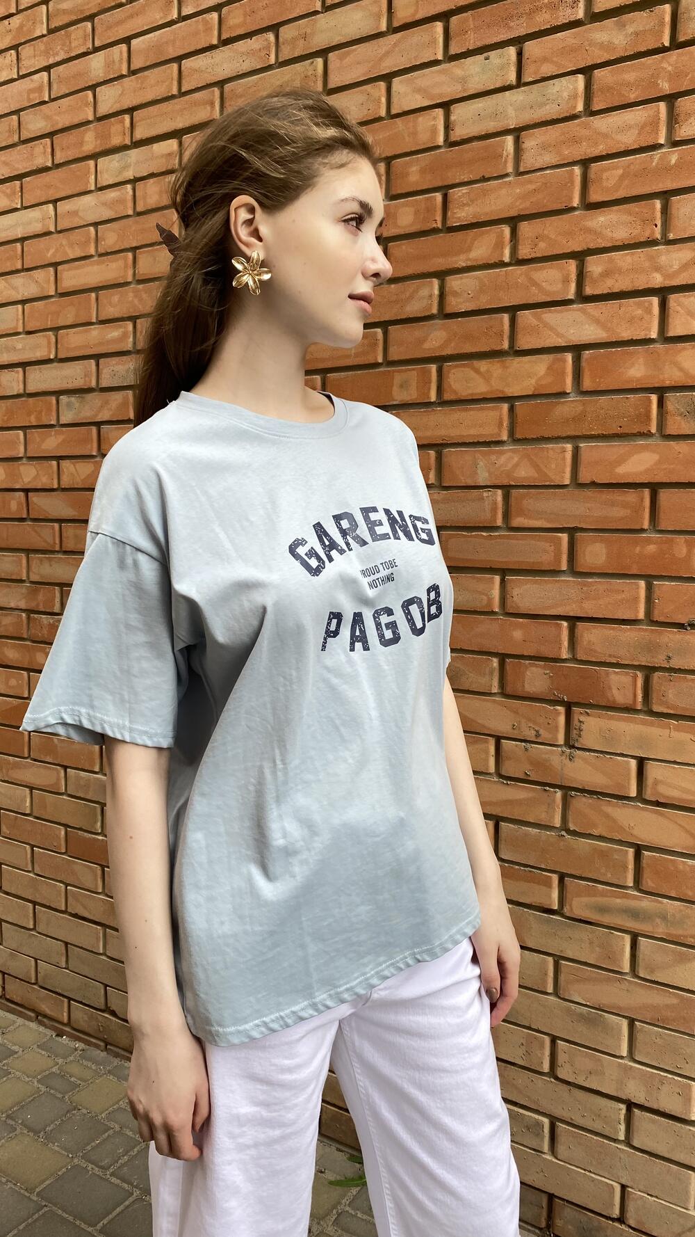 Футболки з принтом Gareng Блакитний, Oversize
