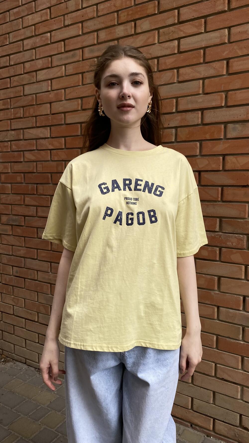 Футболки з принтом Gareng Зелене яблуко, Oversize