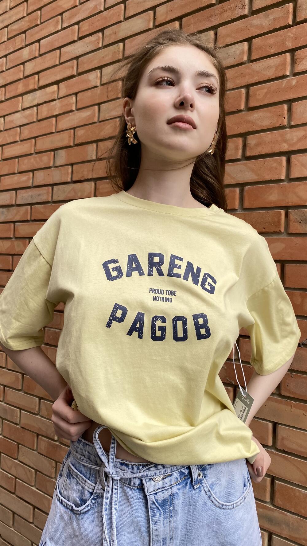 Футболки з принтом Gareng Зелене яблуко, Oversize