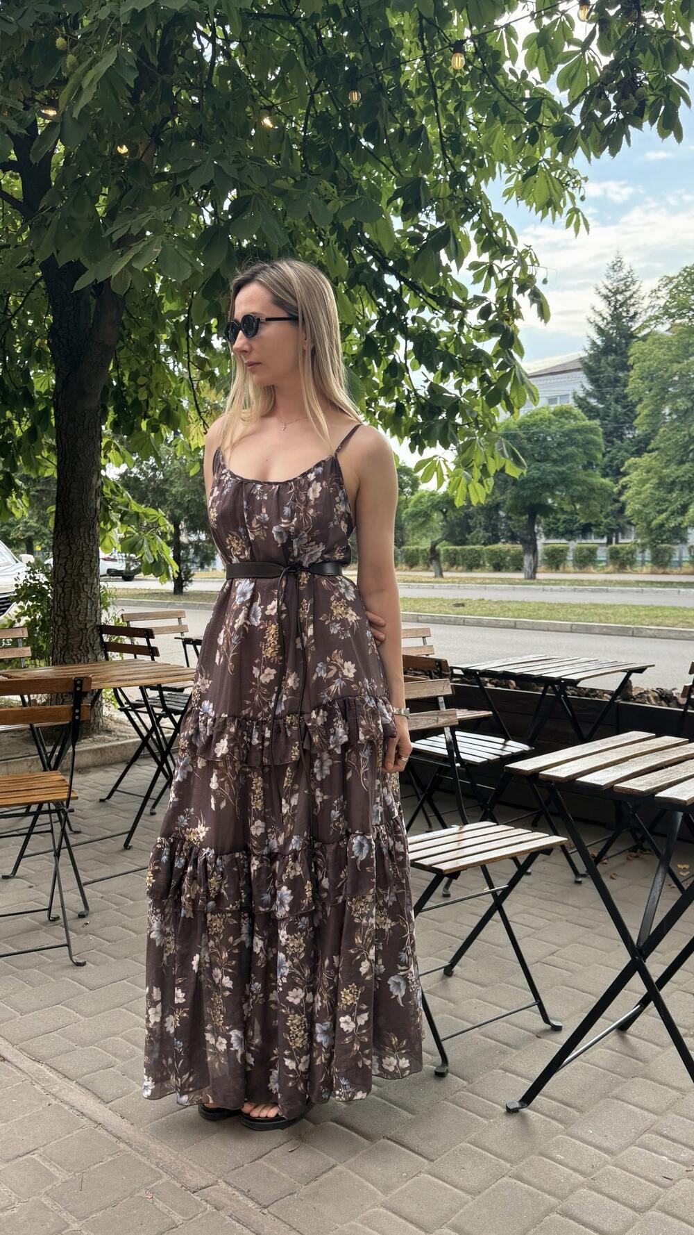 Сарафан 984375 довгий з принтом квіти Made in Italy 