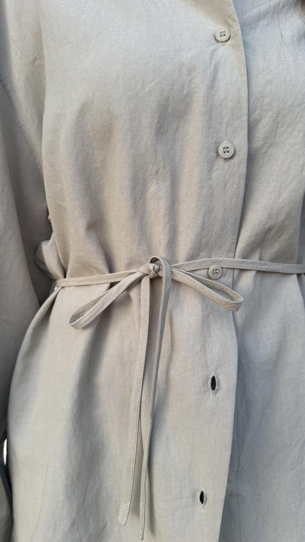 Сорочка з завʼязкою на талії AbraMino Оливковий, Oversize