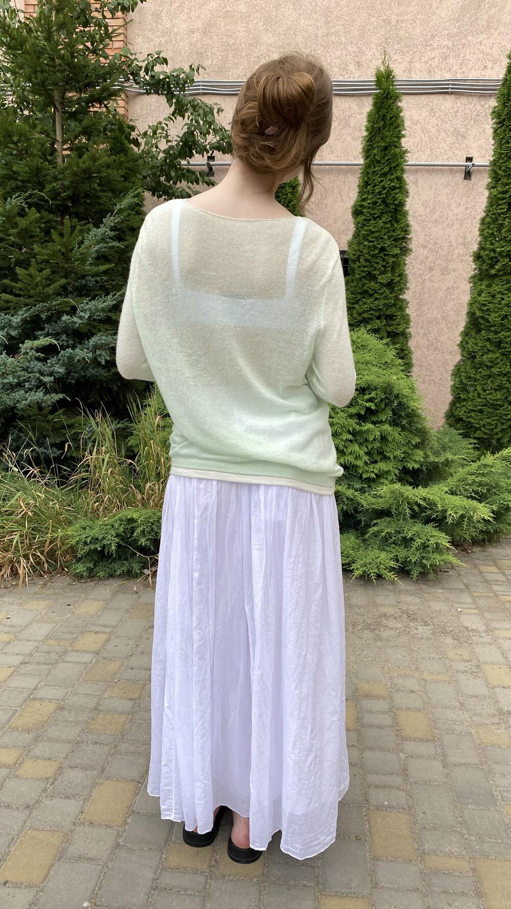 Кофтинка напівпрозора, акцентний низ М'ятний, Oversize