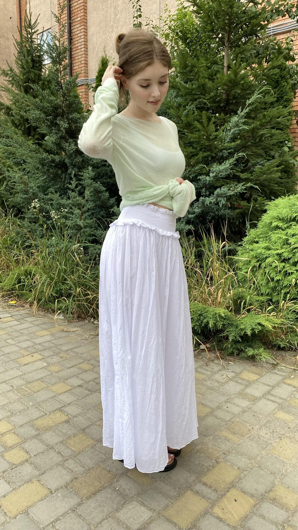 Спідничка довга, з широкою резинкою на талії Made in Italy Білий, Oversize