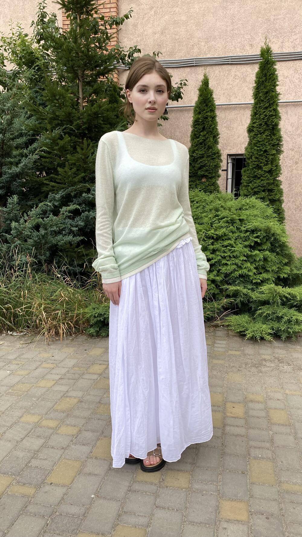 Кофтинка напівпрозора, акцентний низ М'ятний, Oversize