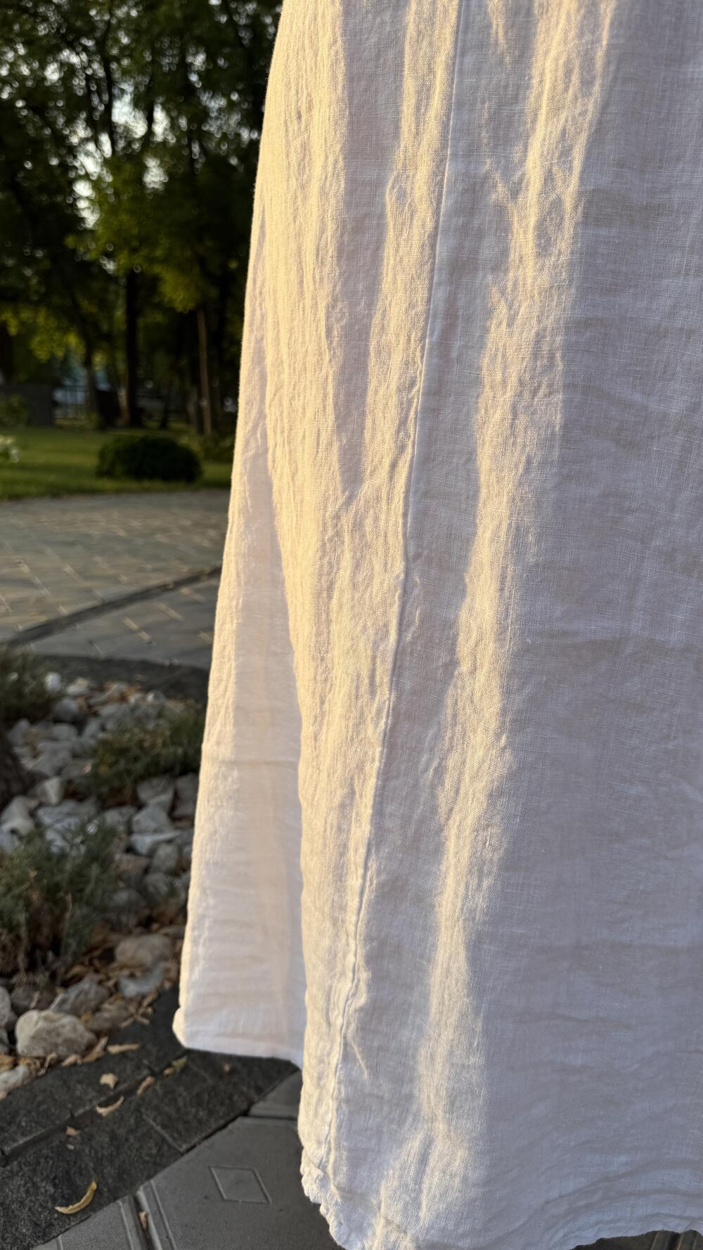 Спідничка льняна А силуету на резинці made in Italy Білий, S/M