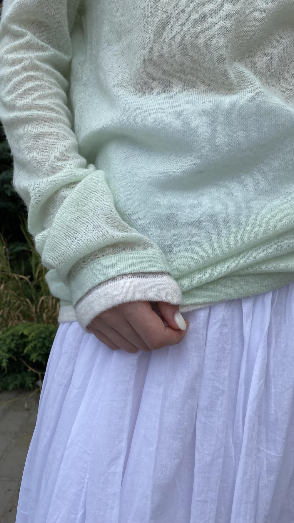 Кофтинка напівпрозора, акцентний низ М'ятний, Oversize
