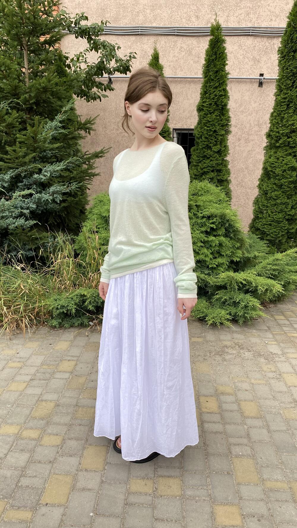 Кофтинка напівпрозора, акцентний низ М'ятний, Oversize