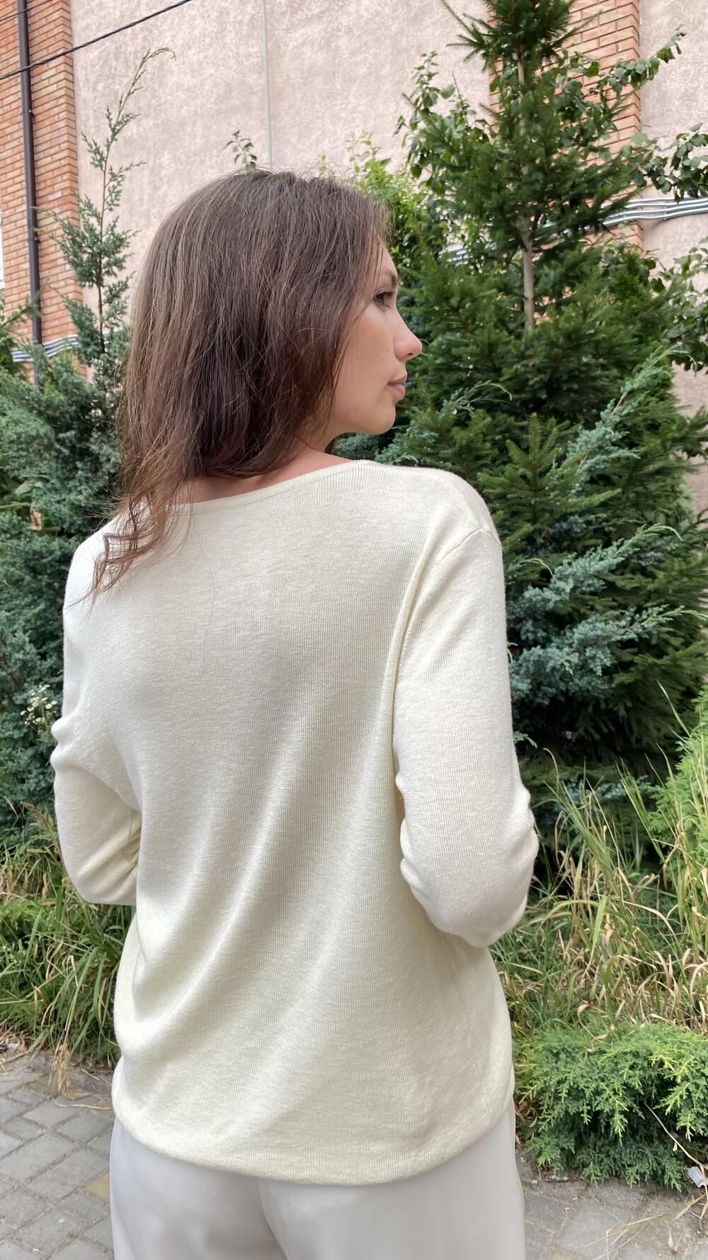 Кофтинка трикотажна з імітацією двійки Крем-брюле, Oversize