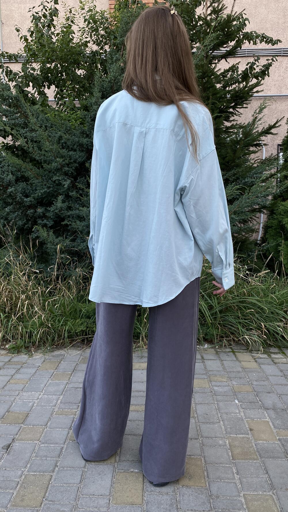Сорочка обʼємна, базова Блакитний, Oversize