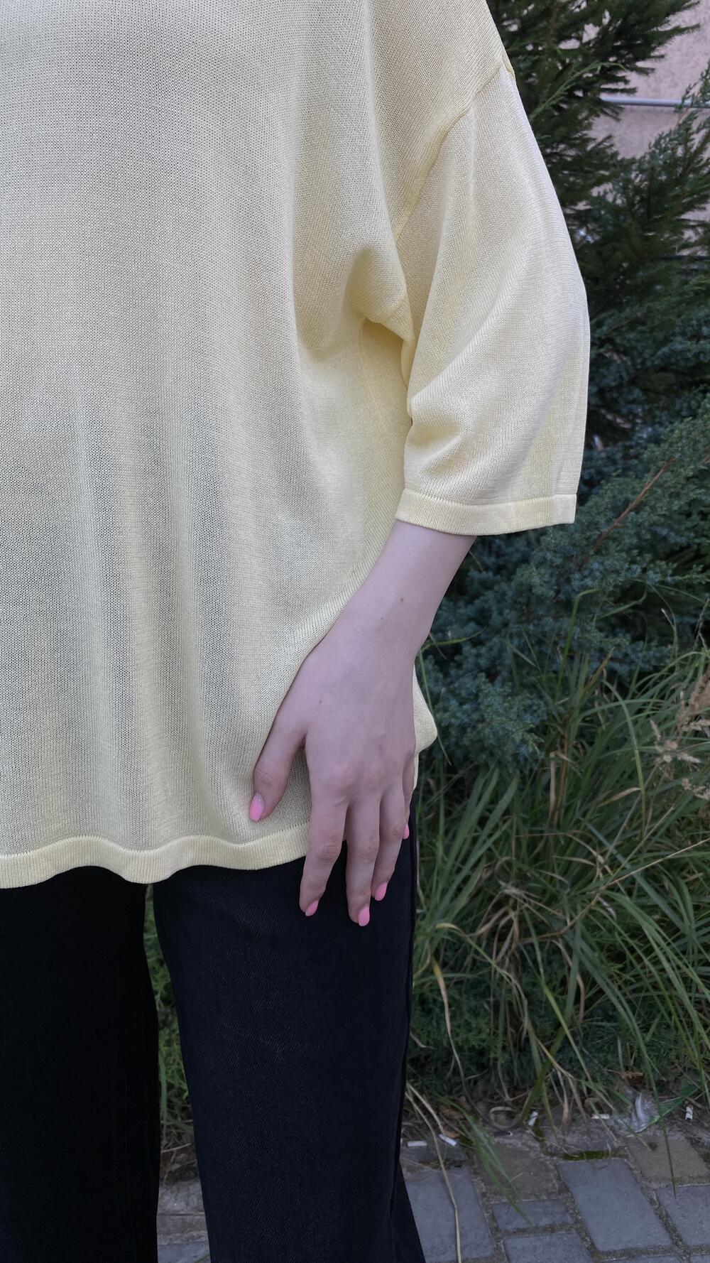 Футболка трикотажна, обʼємна Жовтий, Oversize