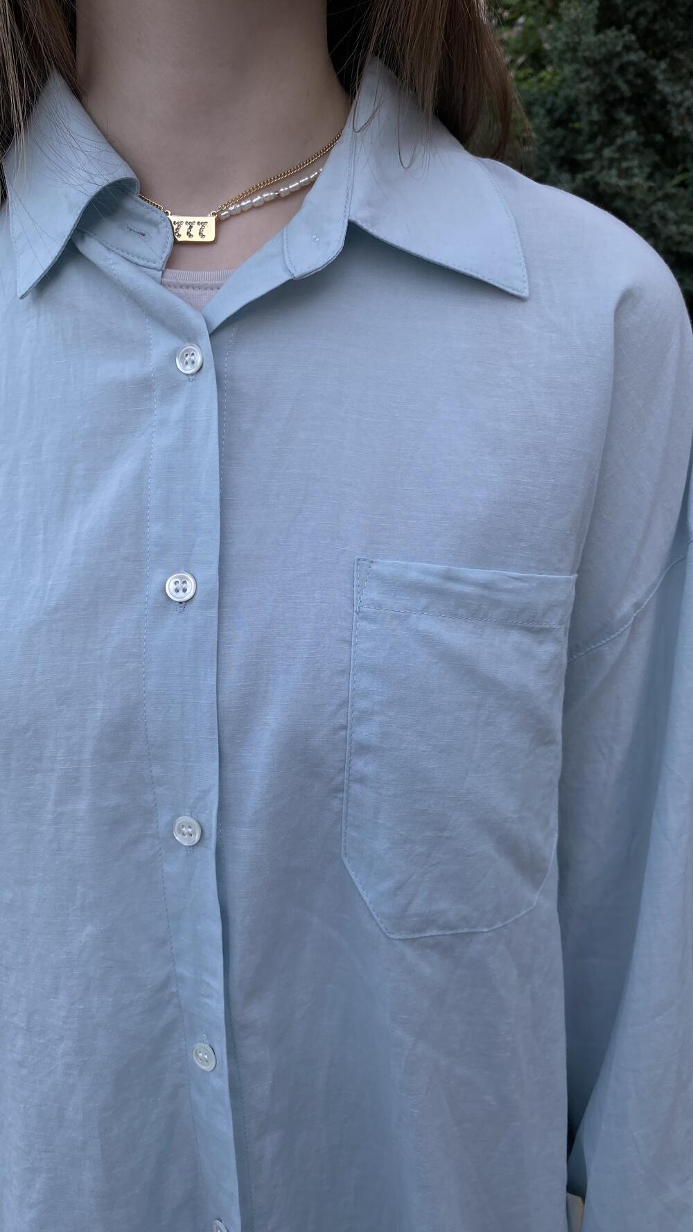 Сорочка обʼємна, базова Блакитний, Oversize