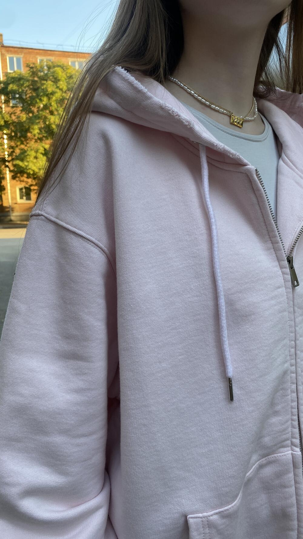 Худі з блискавкою і нашивкою IN Роуз, Oversize