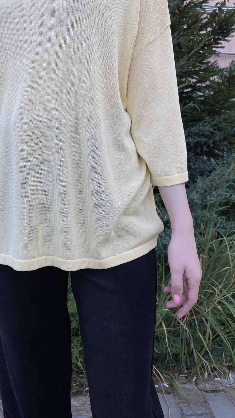 Футболка трикотажна, обʼємна Жовтий, Oversize