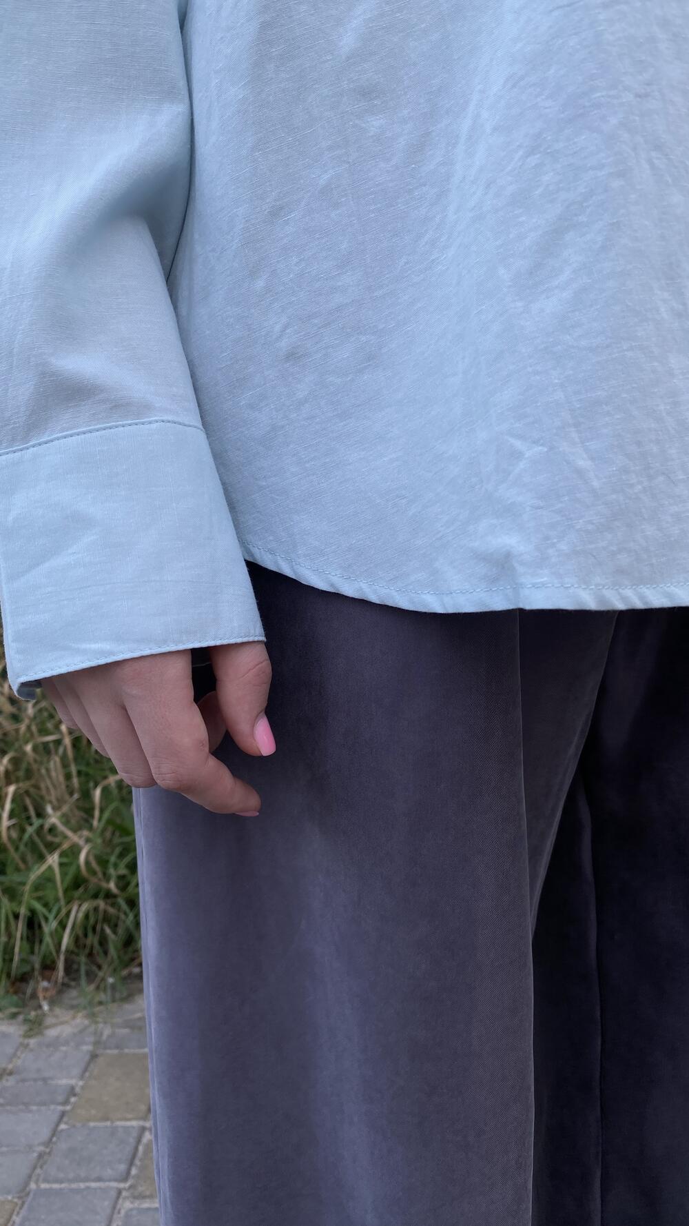 Сорочка обʼємна, базова Блакитний, Oversize