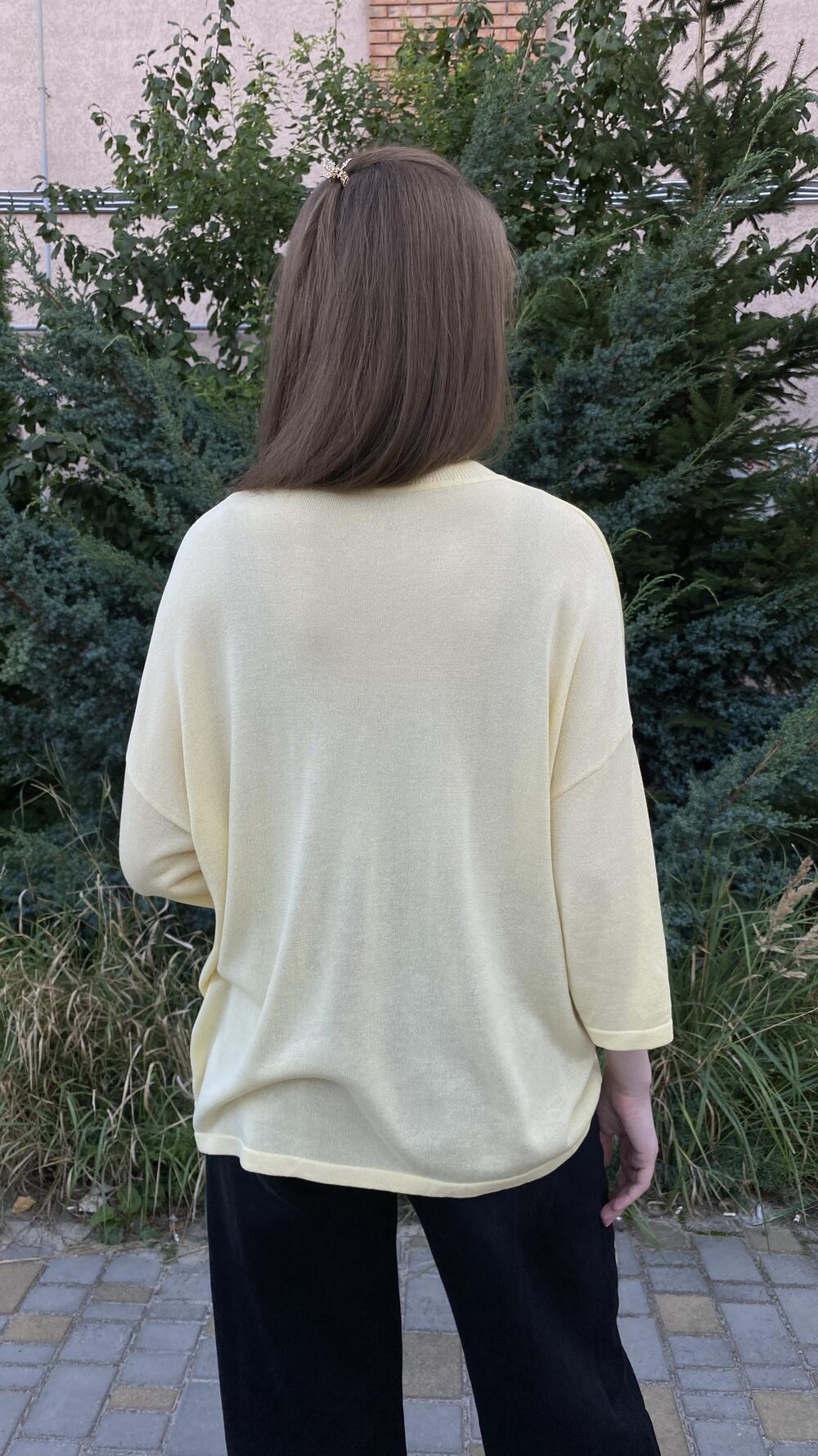 Футболка трикотажна, обʼємна Жовтий, Oversize
