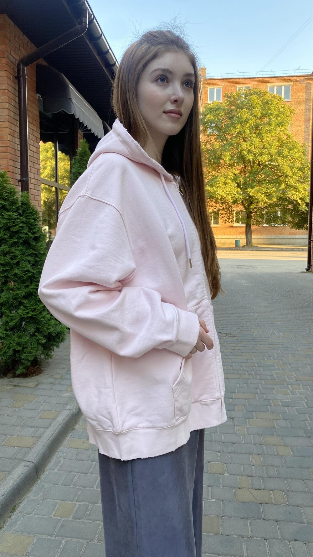 Худі з блискавкою і нашивкою IN Роуз, Oversize