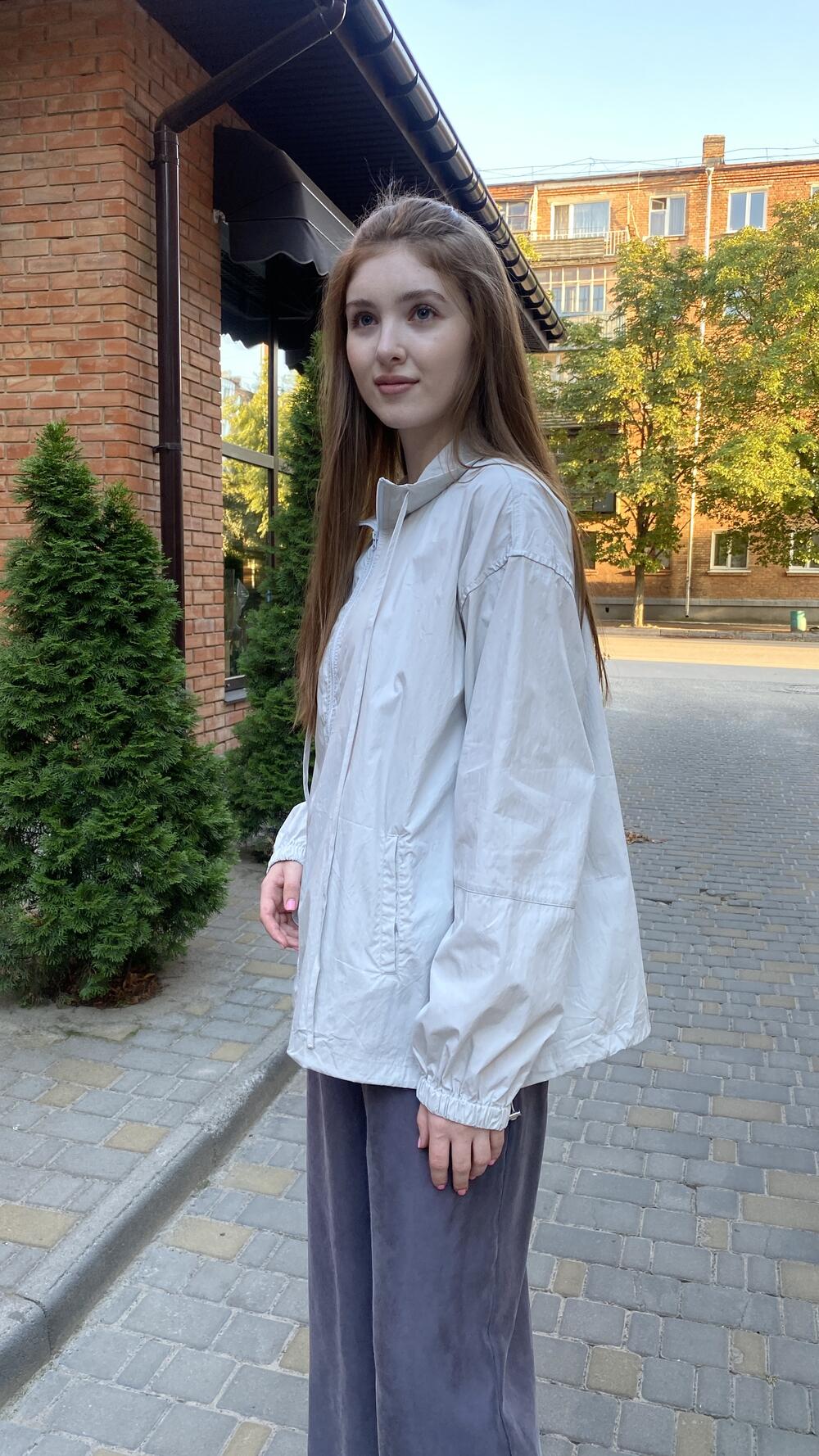 Вітрівка базова, на блискавці Тауп, Oversize