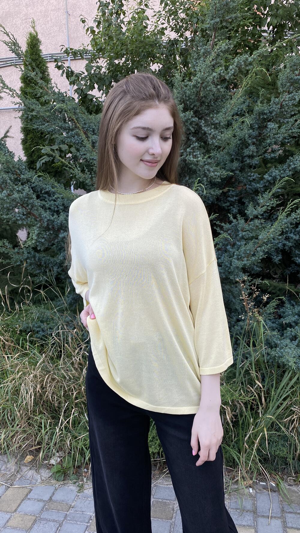 Футболка трикотажна, обʼємна Жовтий, Oversize