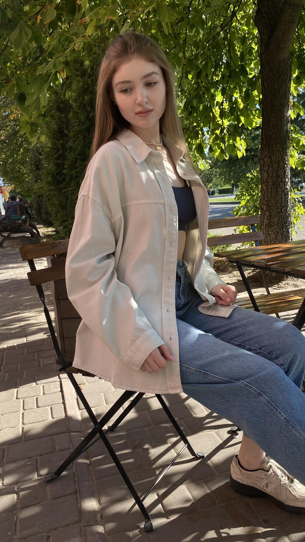 Сорочка джинсова, обʼємна Тауп, Oversize