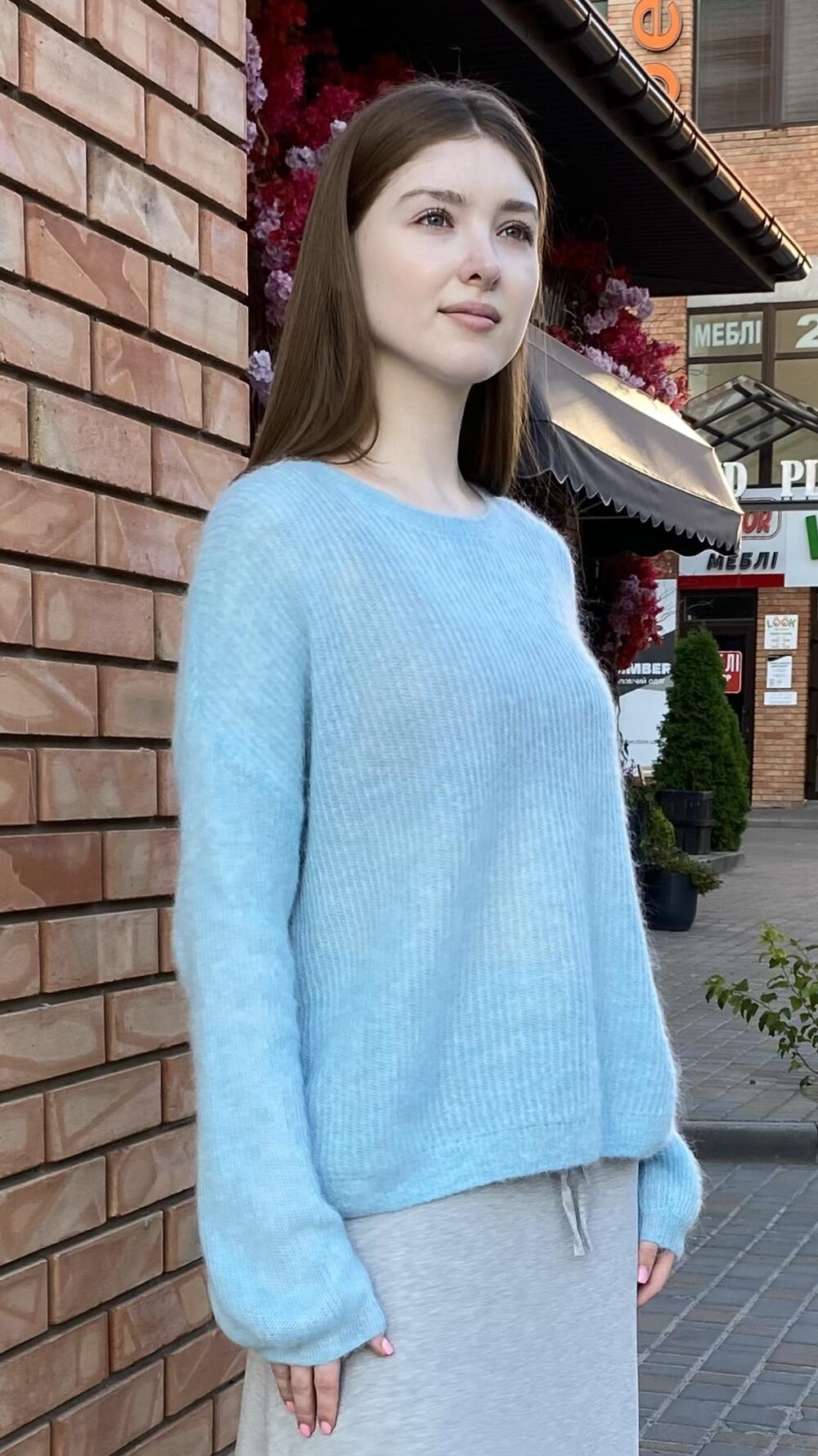 Светр павутинка 036-2505 Santfair Блакитний, Oversize