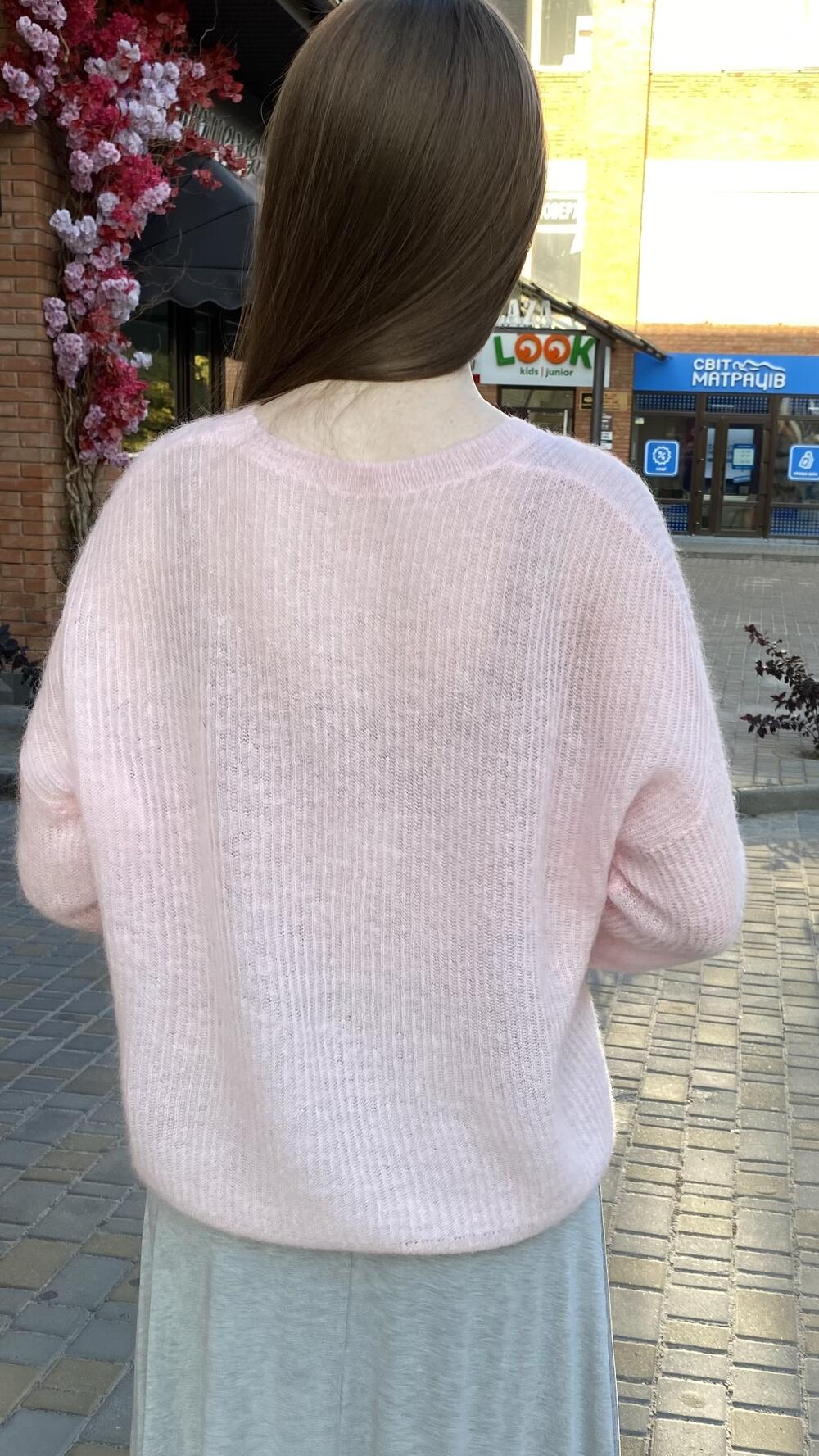 Светр павутинка 036-2505 Santfair Рожевий, Oversize