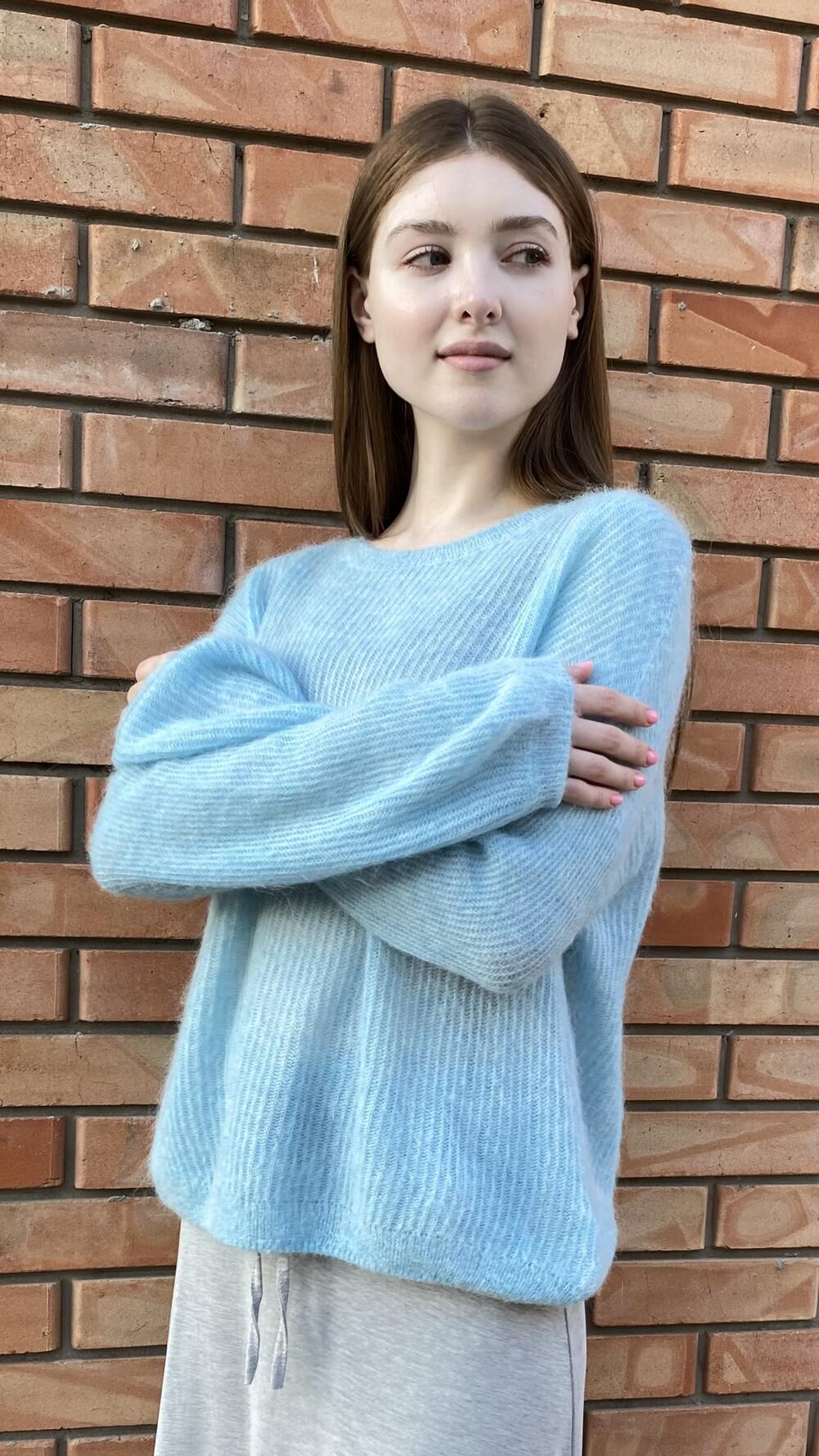 Светр павутинка 036-2505 Santfair Блакитний, Oversize