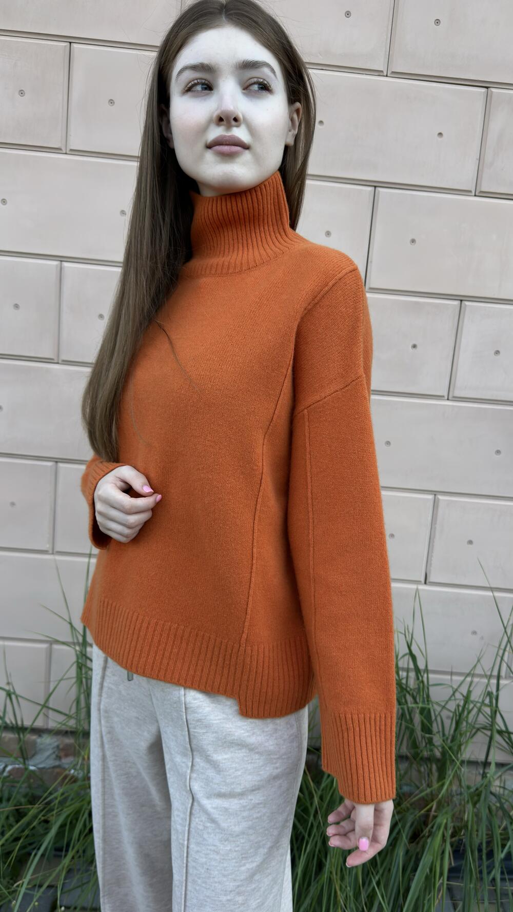 Светр з високим комірцем 037-8865 Santfair Помаранчевий, Oversize