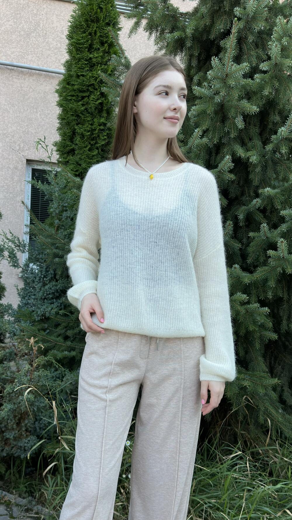 Светр павутинка 036-2505 Santfair Молочний, Oversize