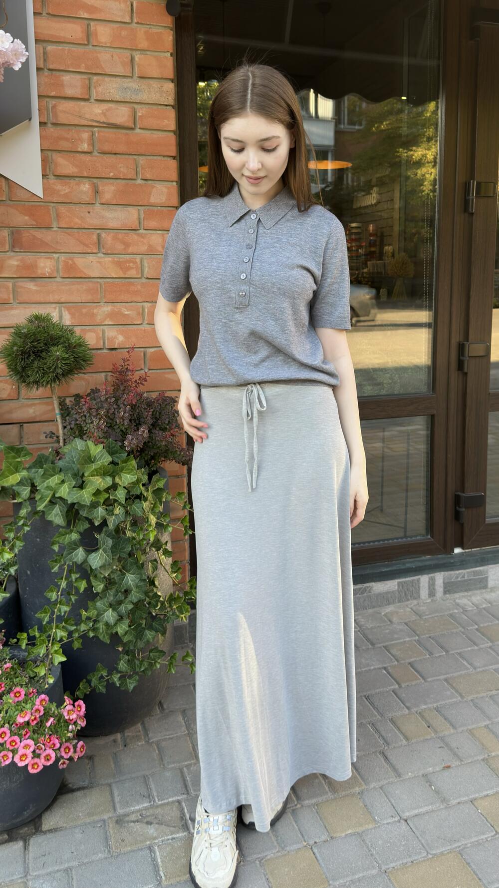 Поло вʼязаний 818858 Santfair Т. Сірий, Oversize